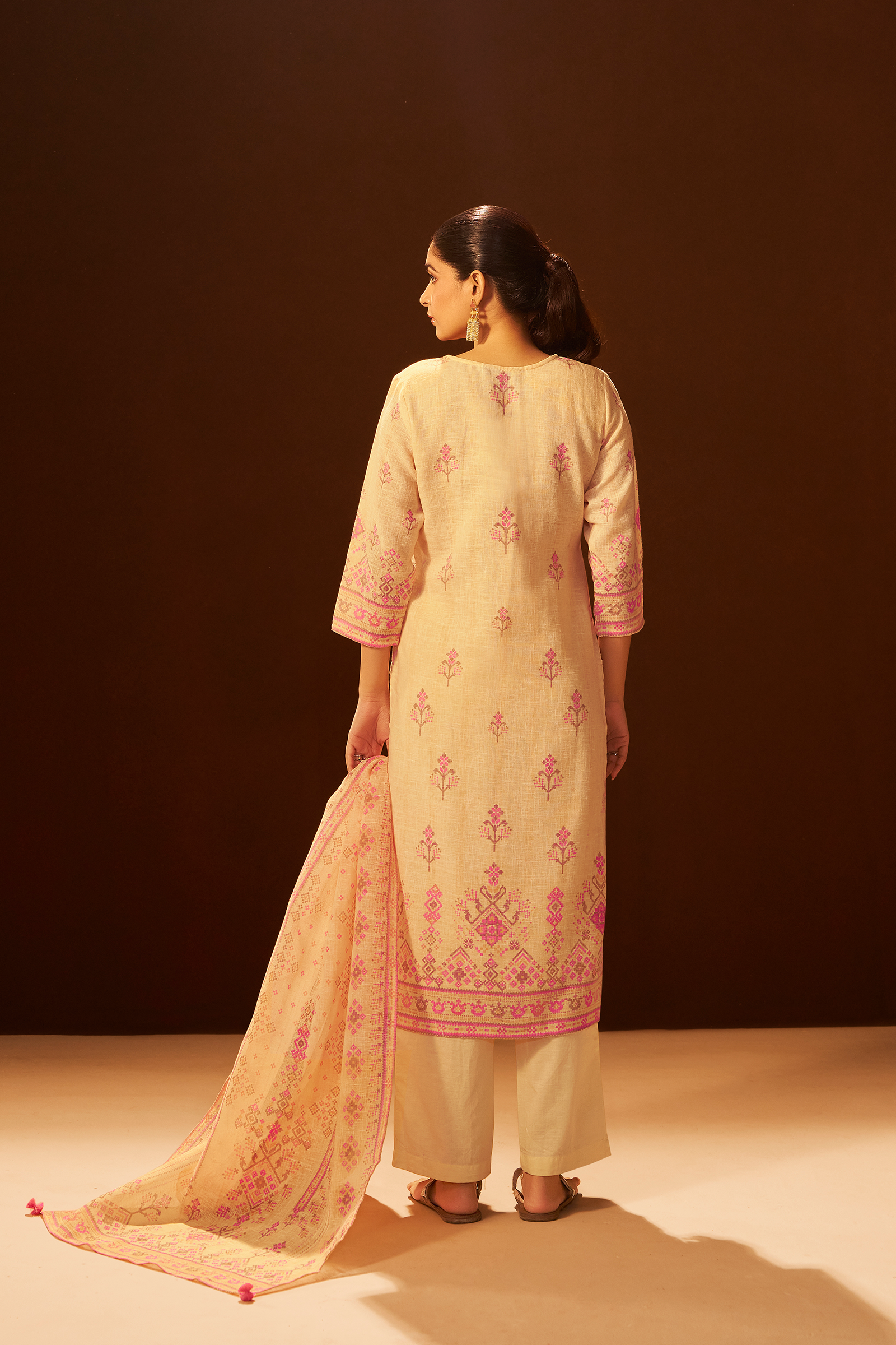 Peach Blush Digital Printed Embroidered Kurta Set
