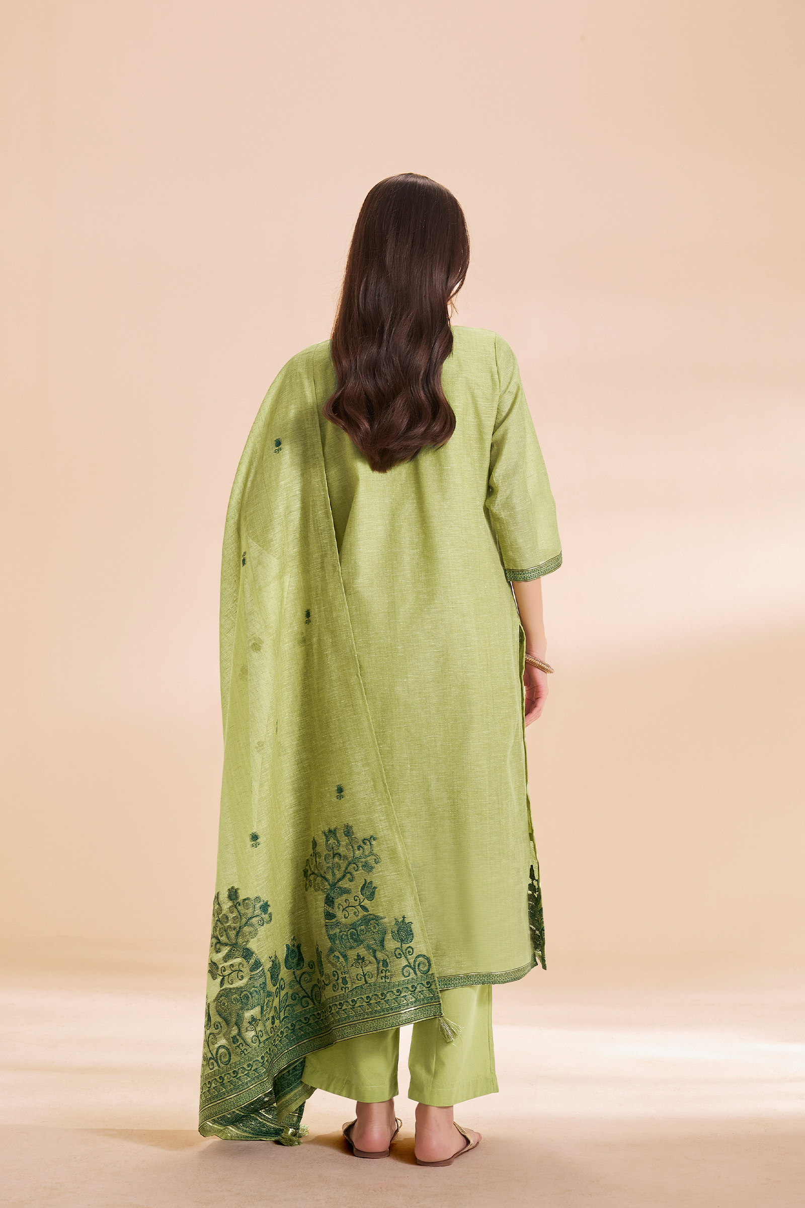 Olive Bloom Embroidered Kurta Set