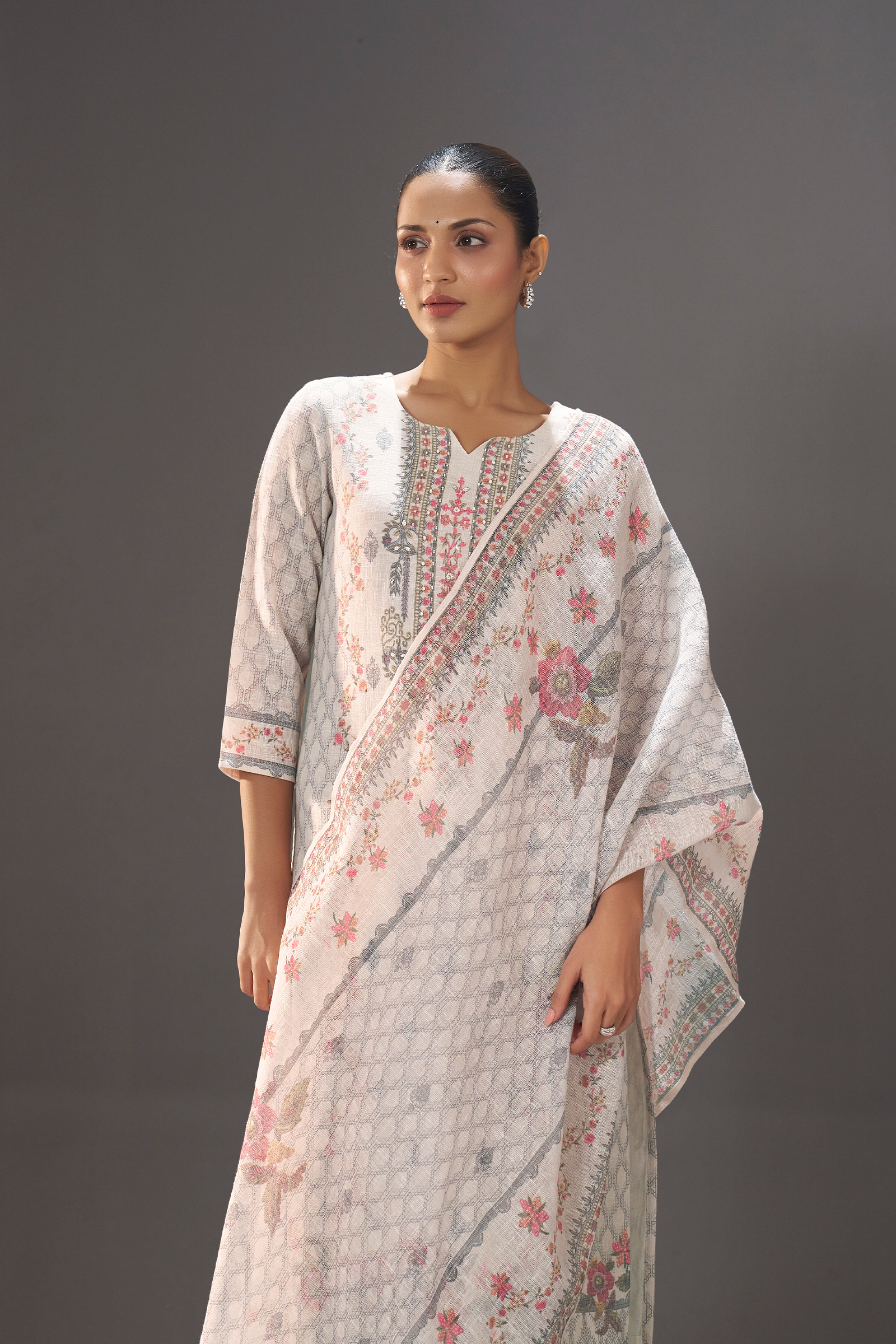 Stone Ivory Digital Printed Kurta Set