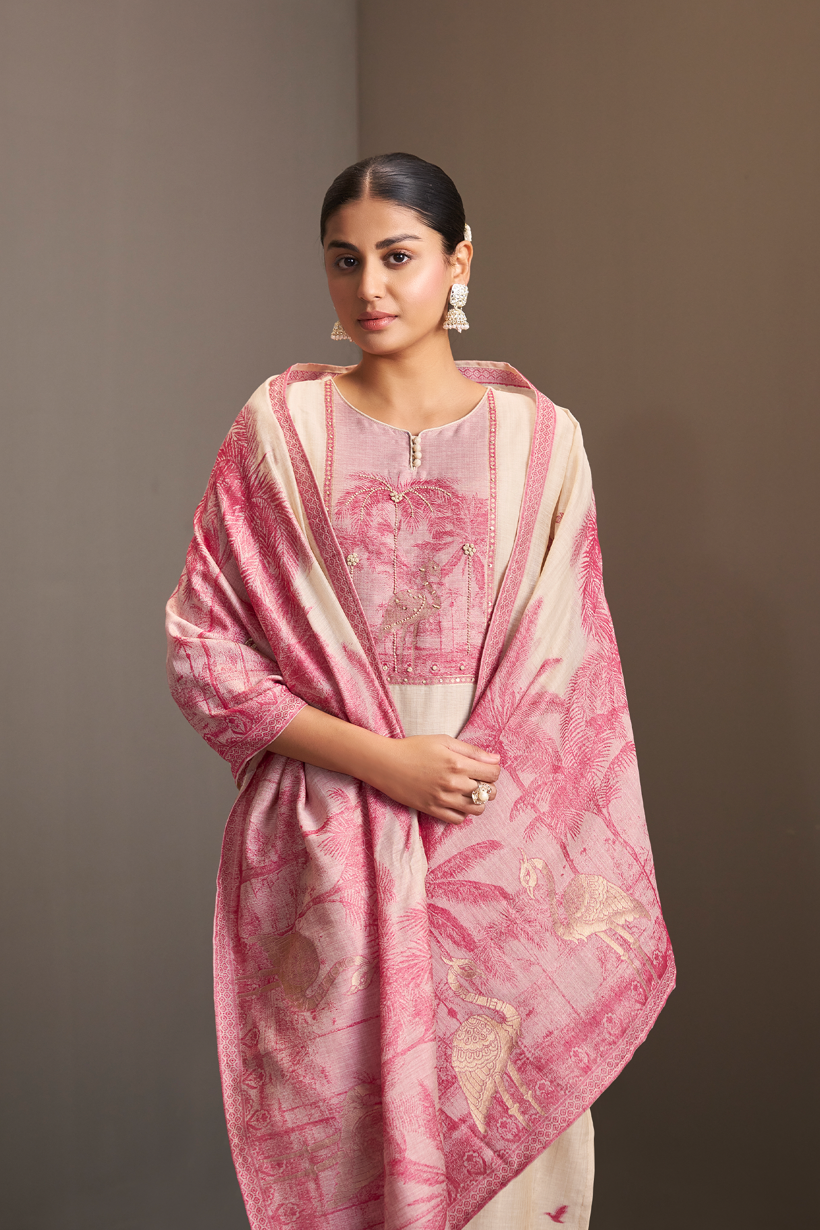 Soft Rosé Embroidered Kurta Set