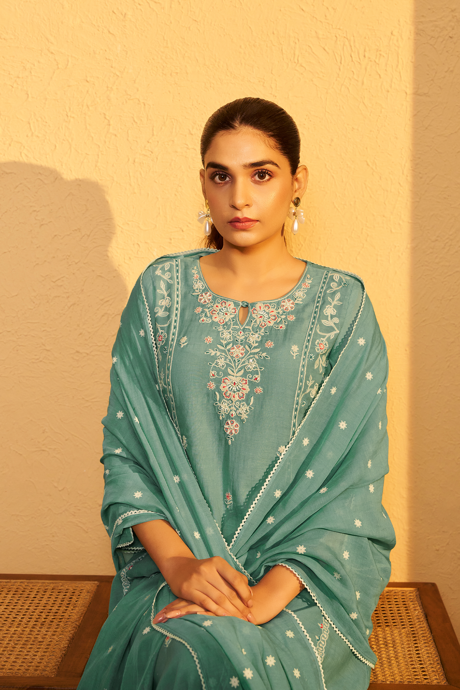 Ocean Mint Embroidered Kurta Set