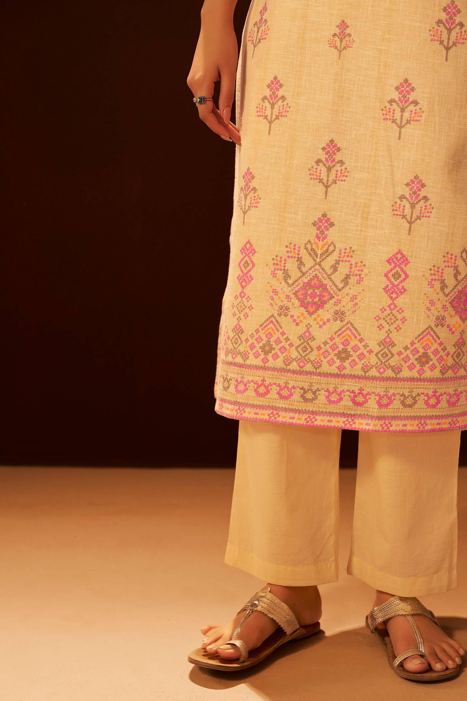 Peach Blush Digital Printed Embroidered Kurta Set