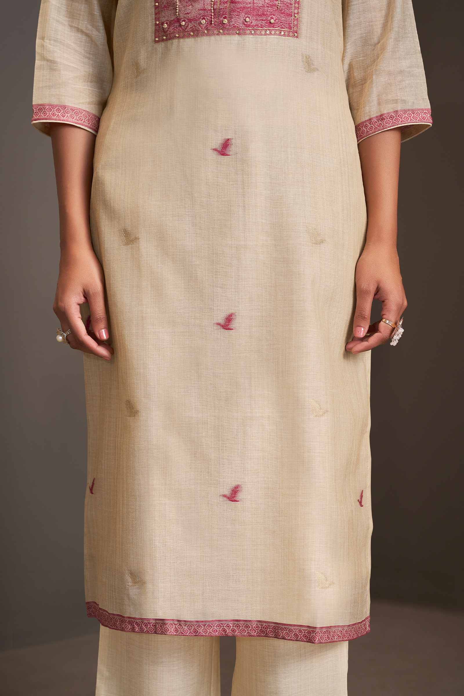 Soft Rosé Embroidered Kurta Set
