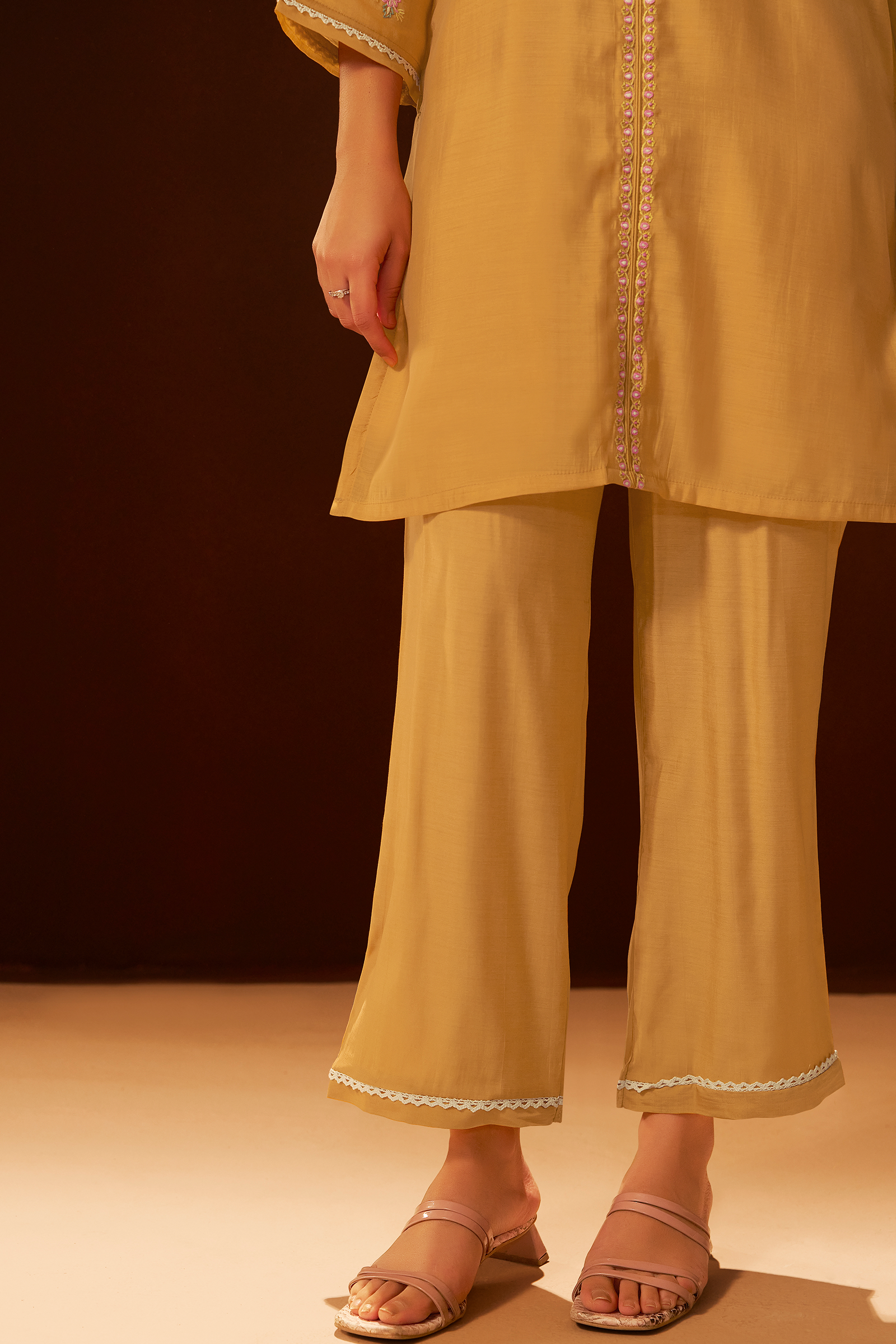 Honey Gold Mul Chanderi Co-ord Set