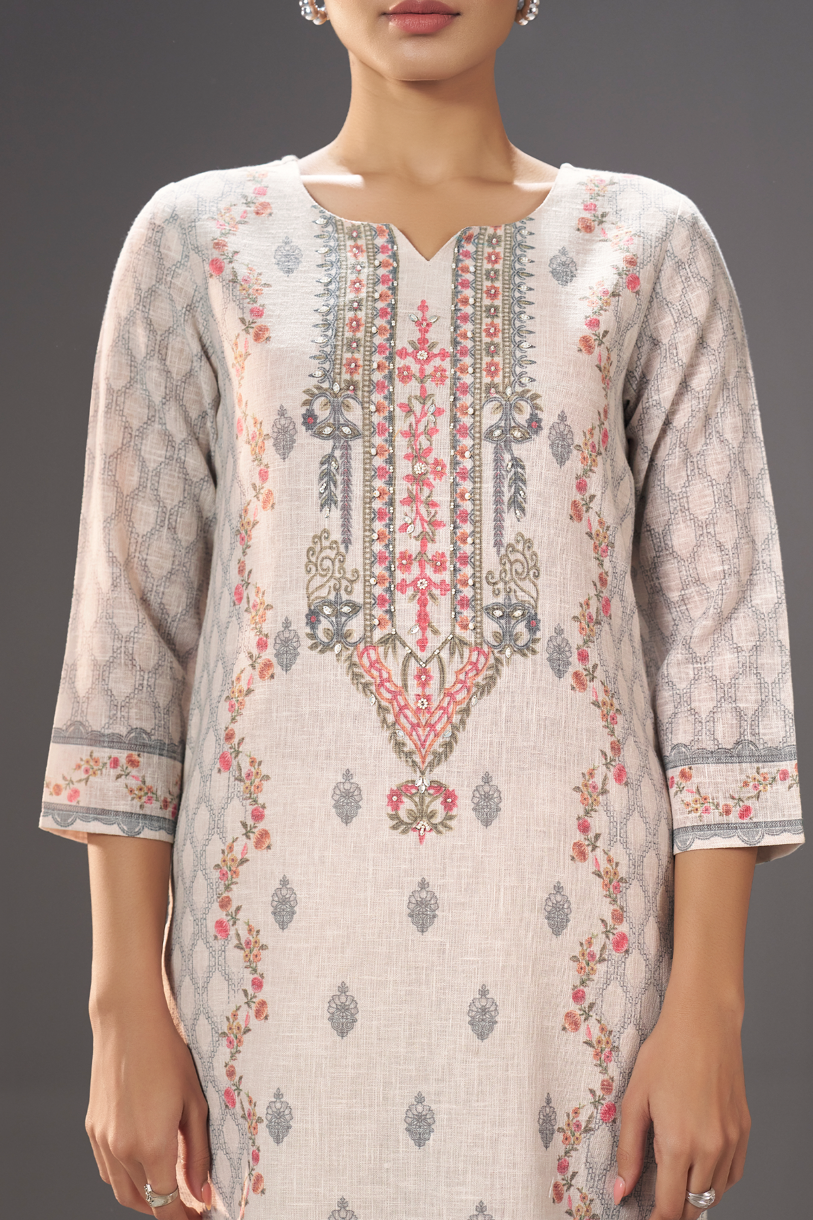 Stone Ivory Digital Printed Kurta Set