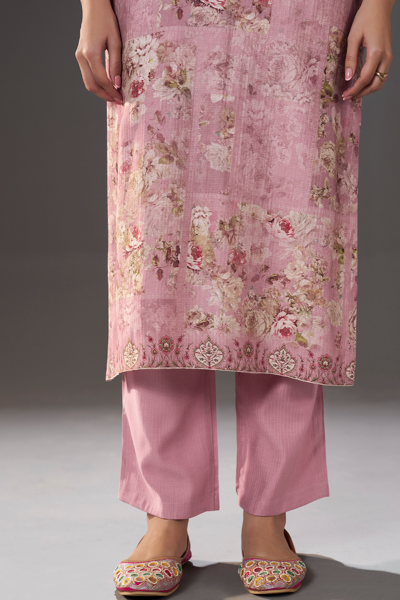 Dusty Rose Digital Printed Viscose Kurta Set