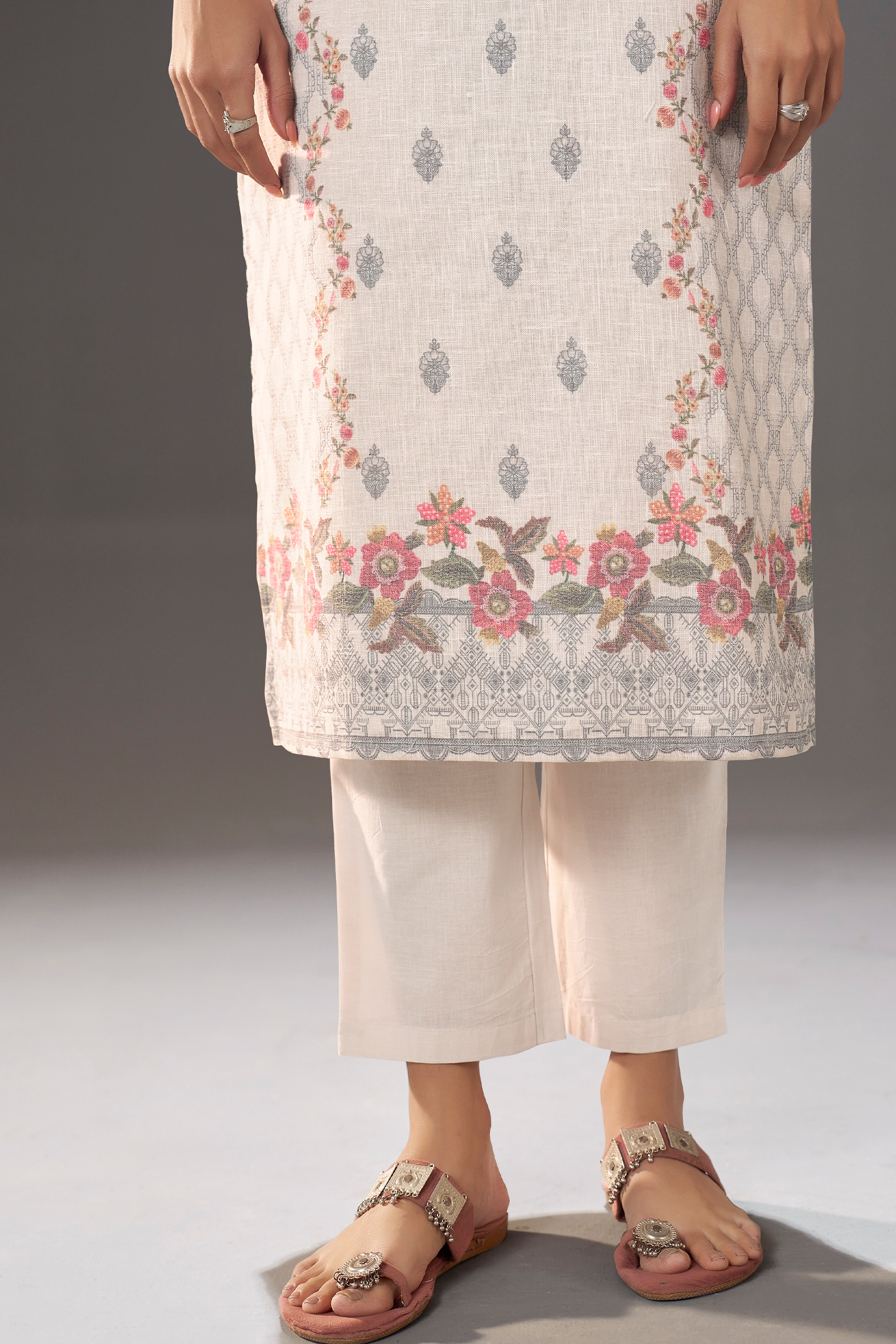 Stone Ivory Digital Printed Kurta Set