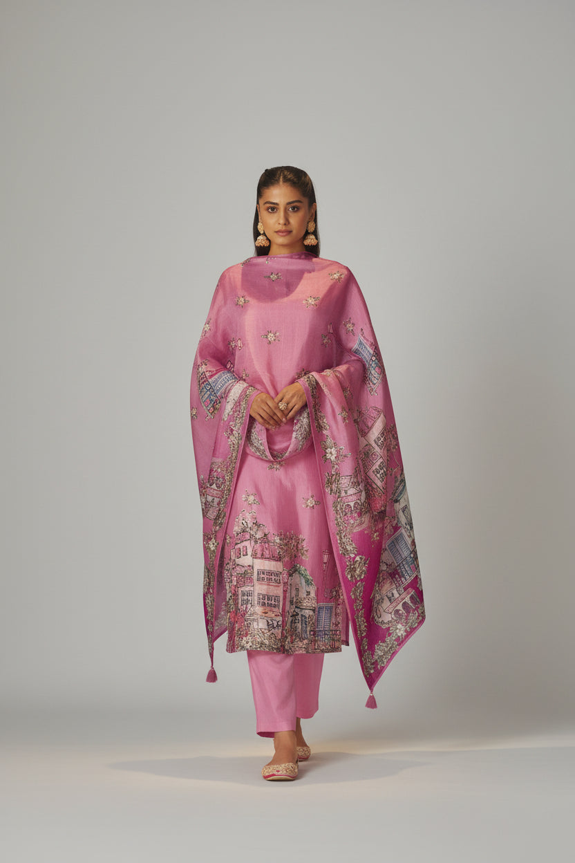 Rani Glow Dola Digital Kurta Set