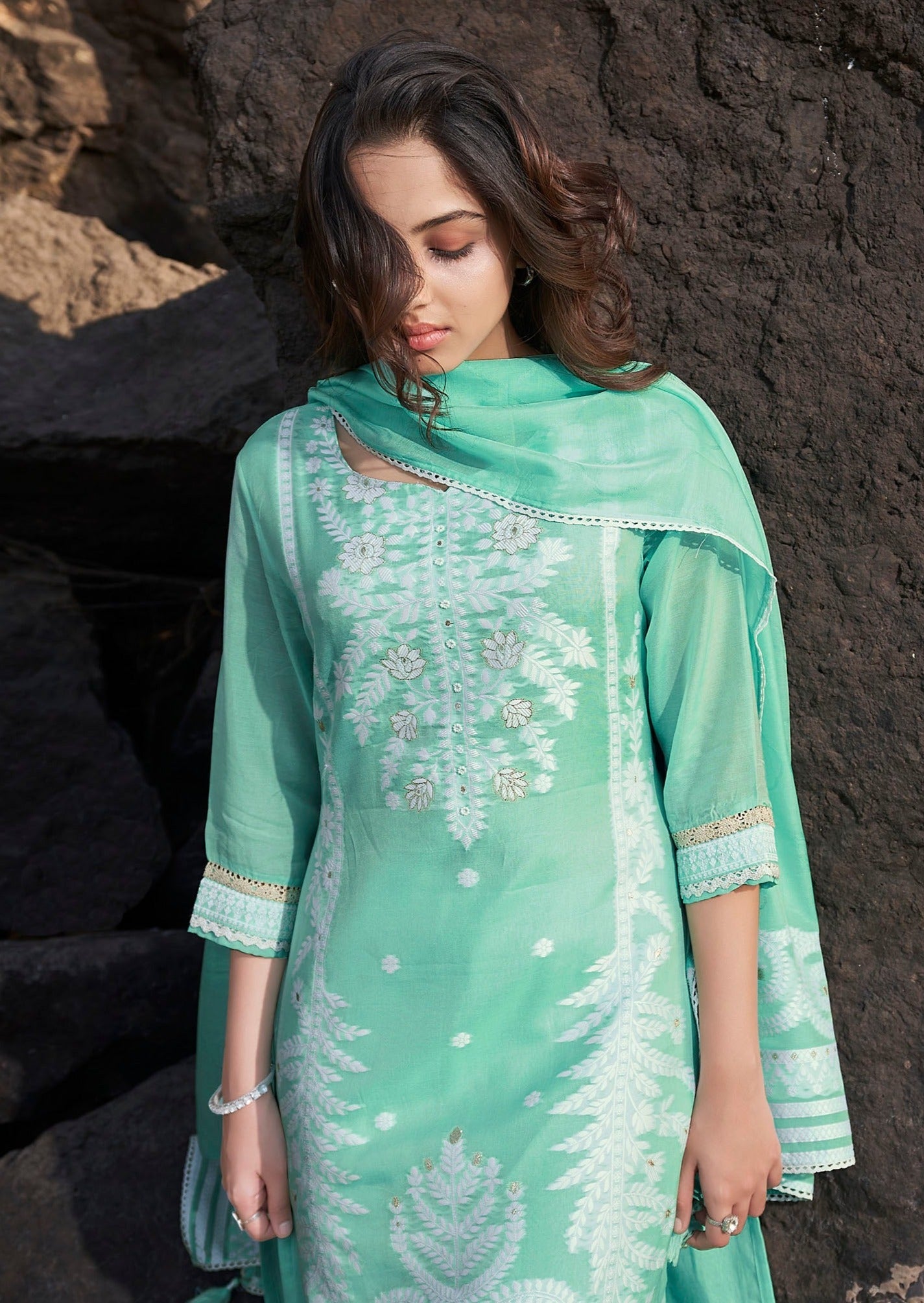 Blue Mirage Chanderi Kurta Set