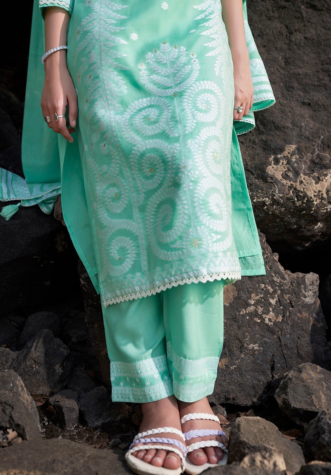 Blue Mirage Chanderi Kurta Set