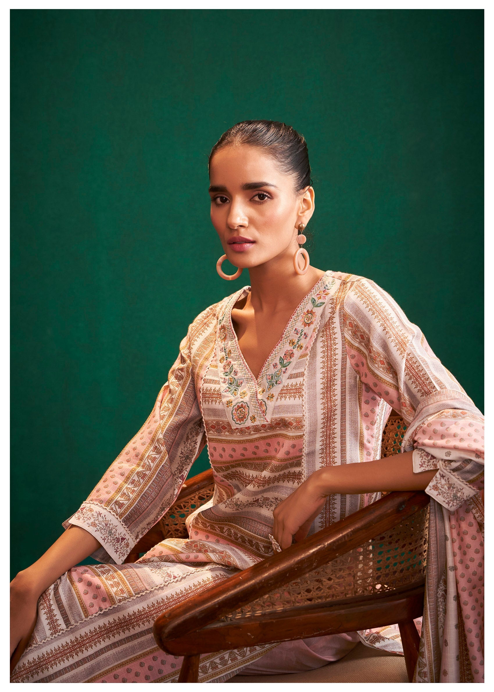 Coral Grace Digital Print Kurti Set