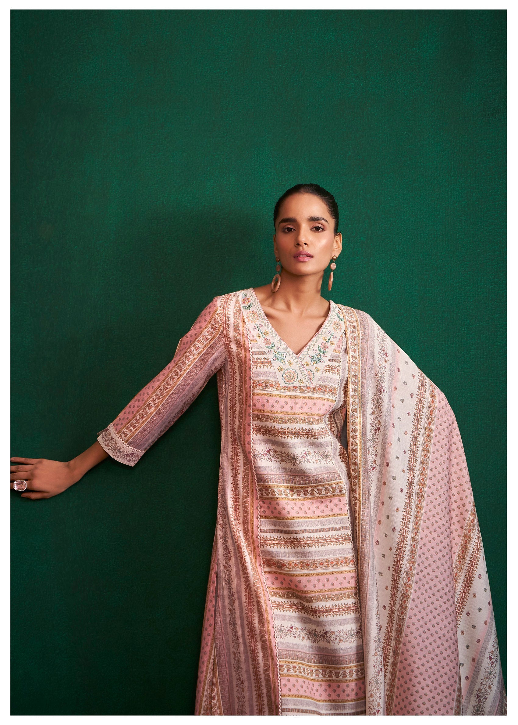 Coral Grace Digital Print Kurti Set