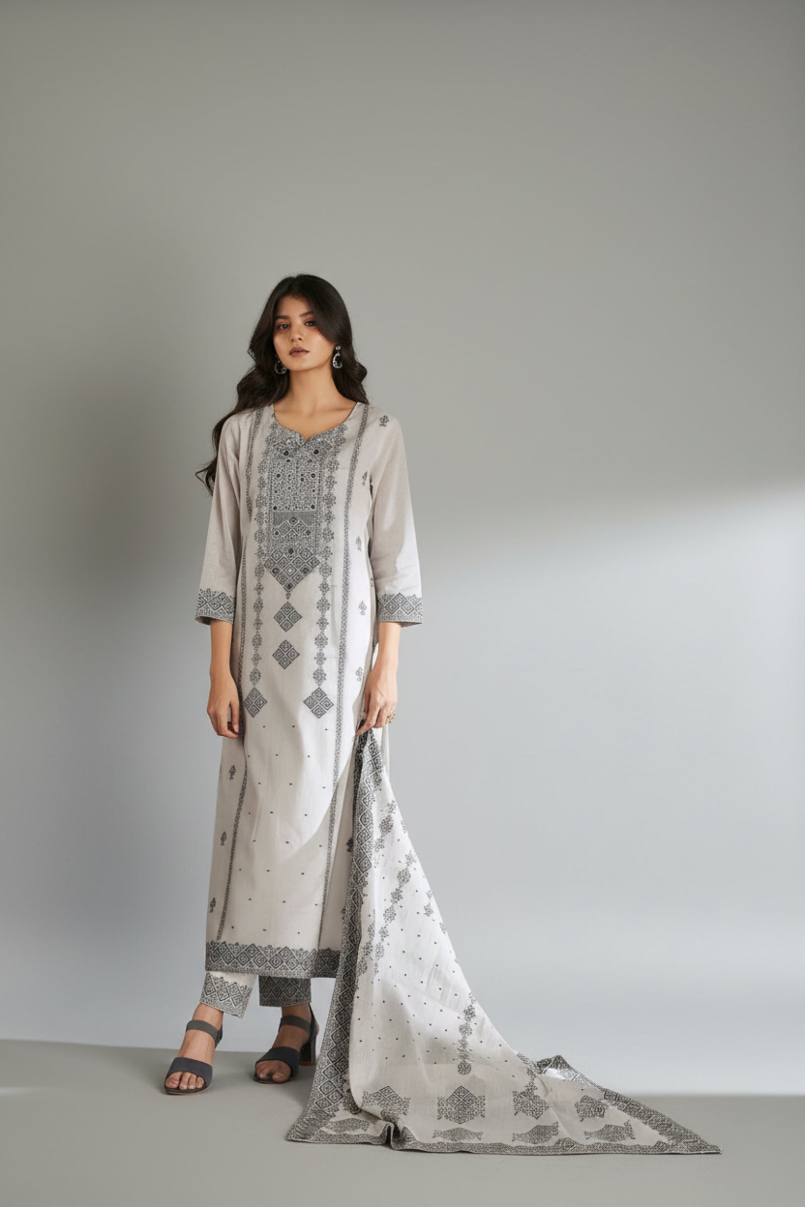 Cream Cotton Elegance Kurta Set