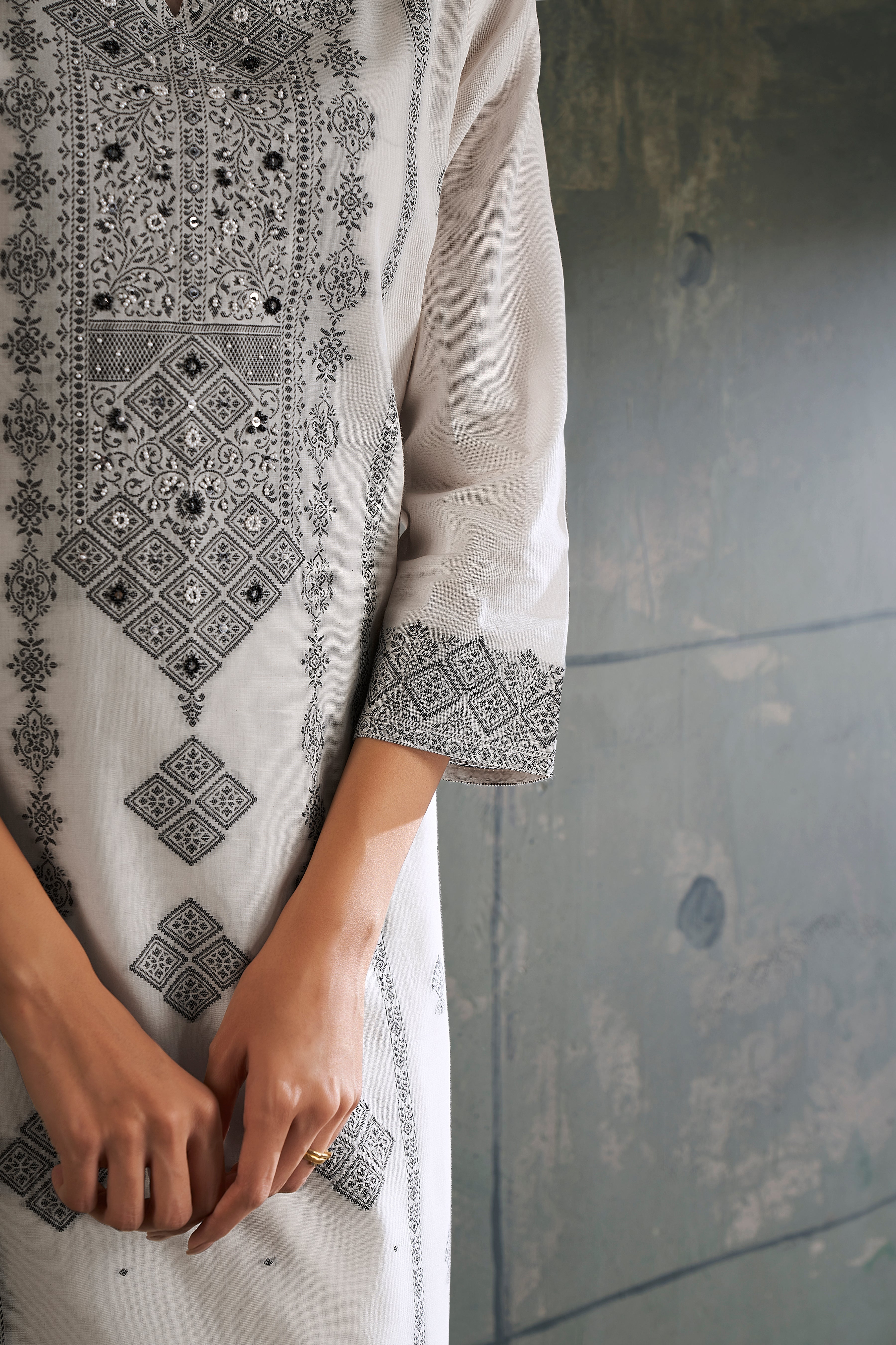 Cream Cotton Elegance Kurta Set
