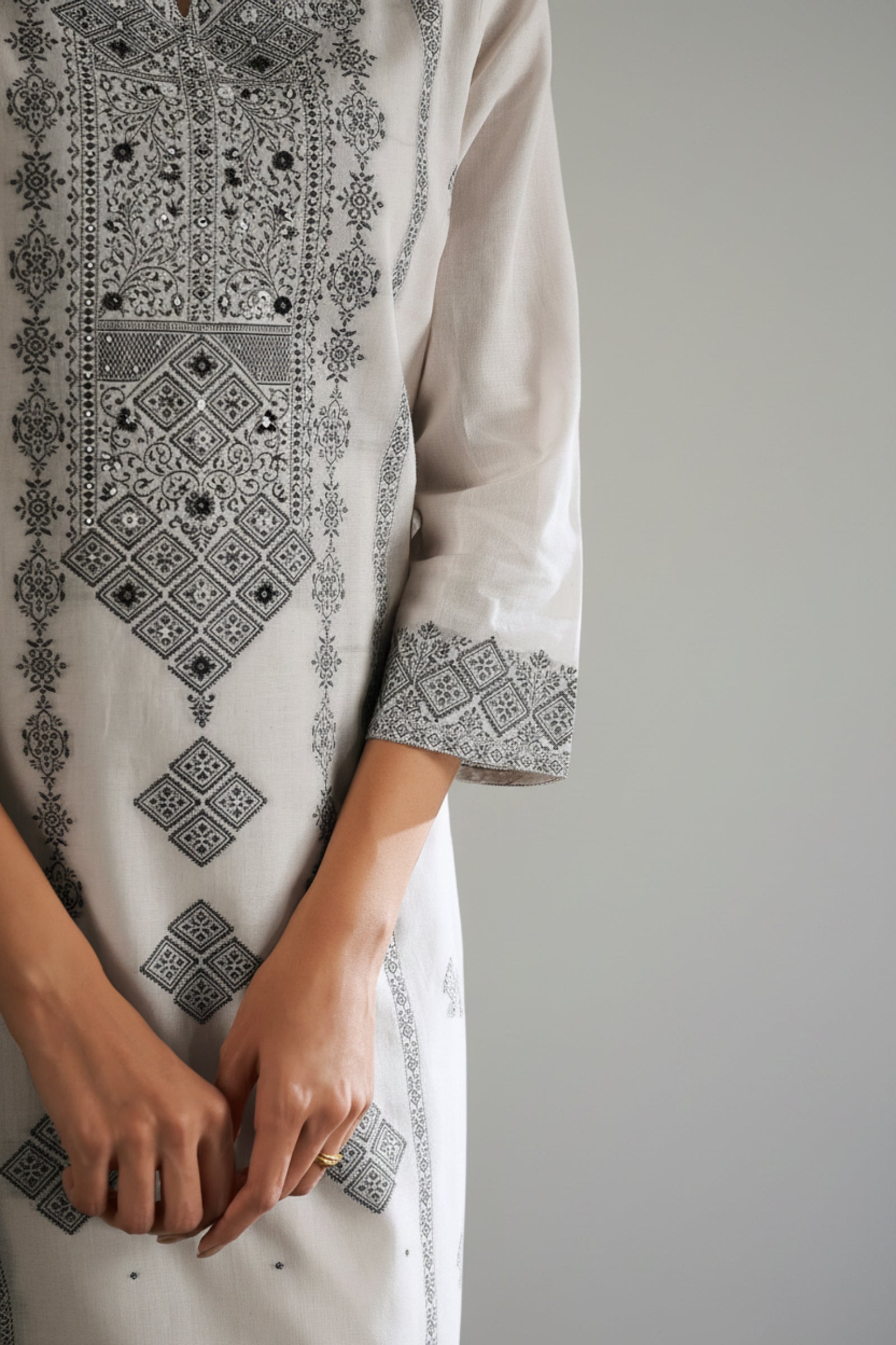 Cream Cotton Elegance Kurta Set