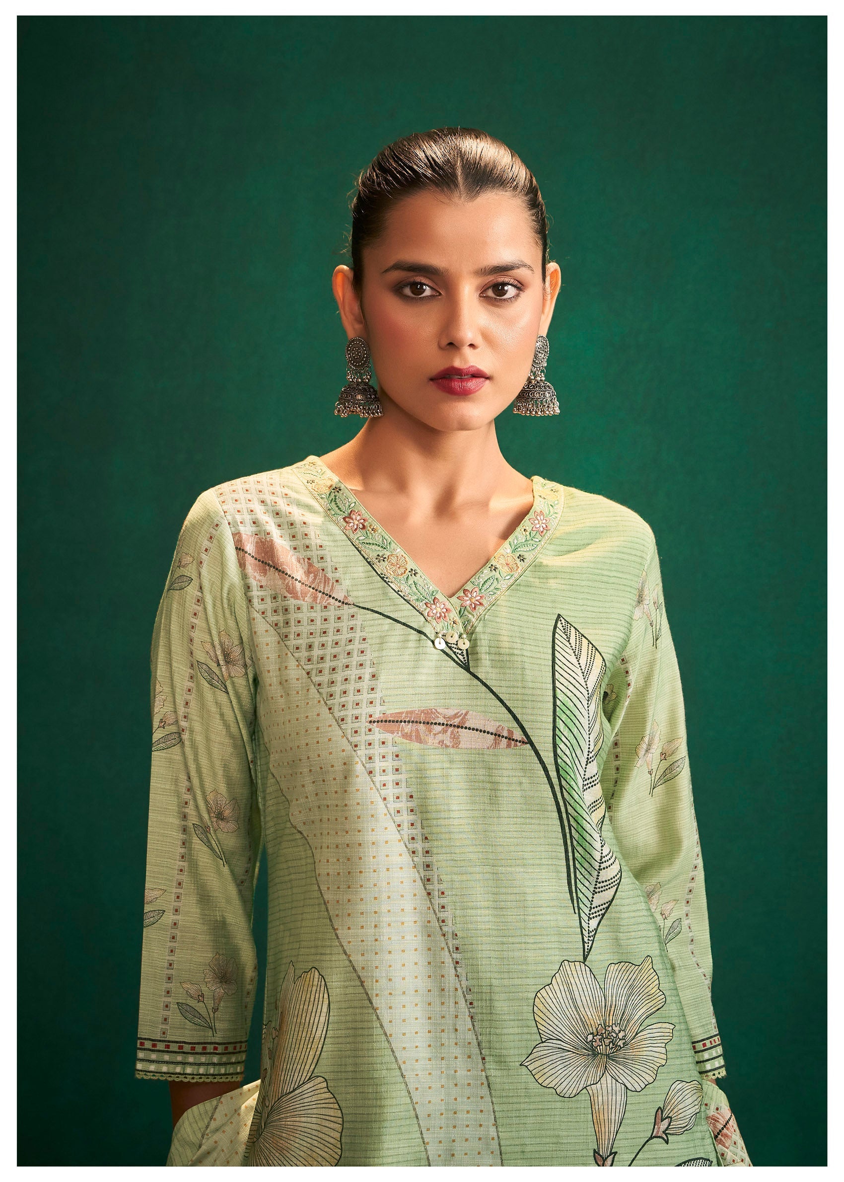 Jade Splendor Digital Kurti Set