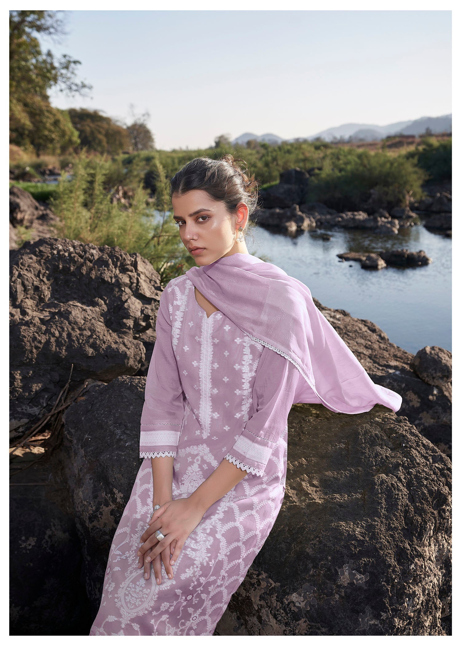 Light Purple Dyed Kurta Set