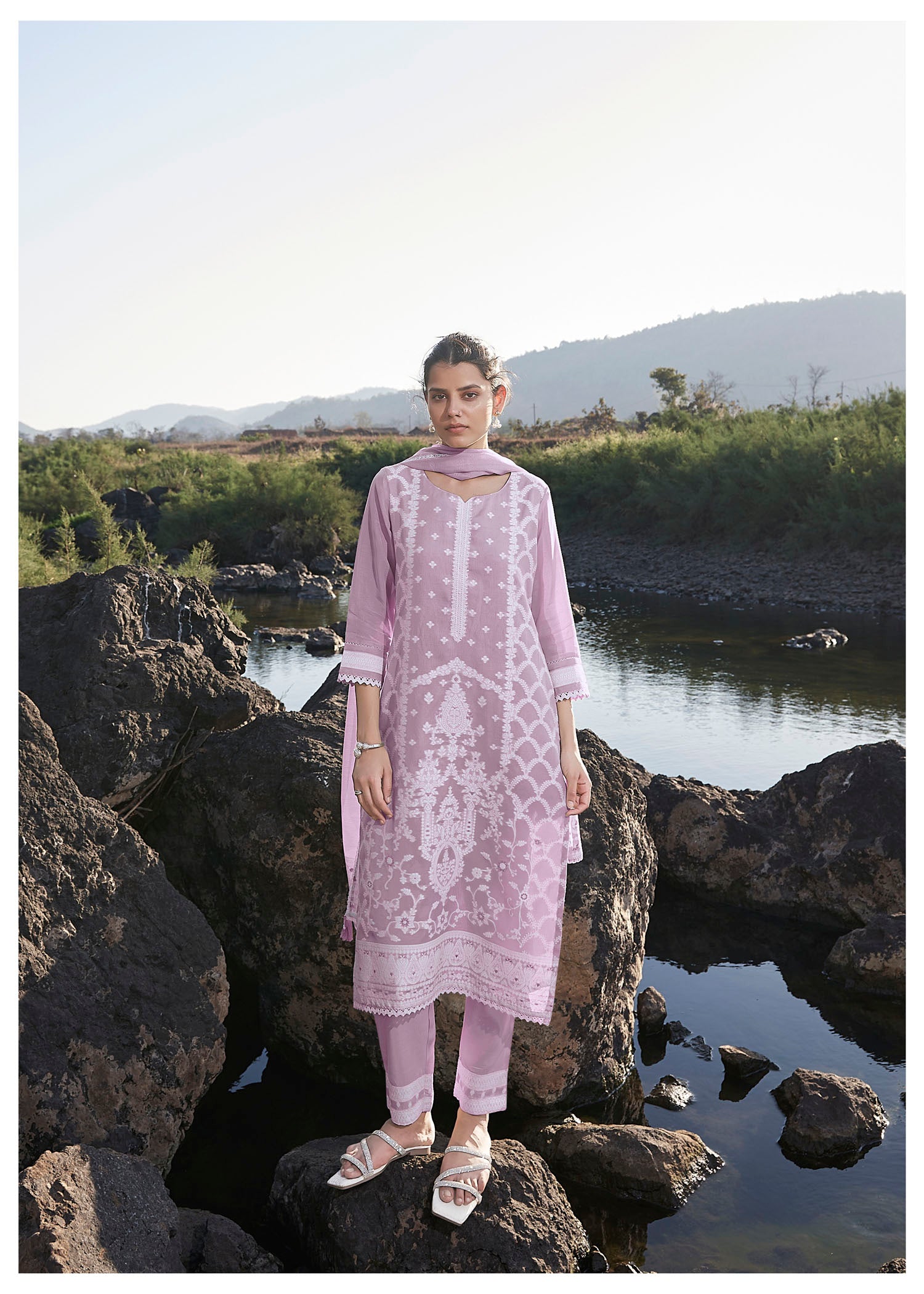 Light Purple Dyed Kurta Set
