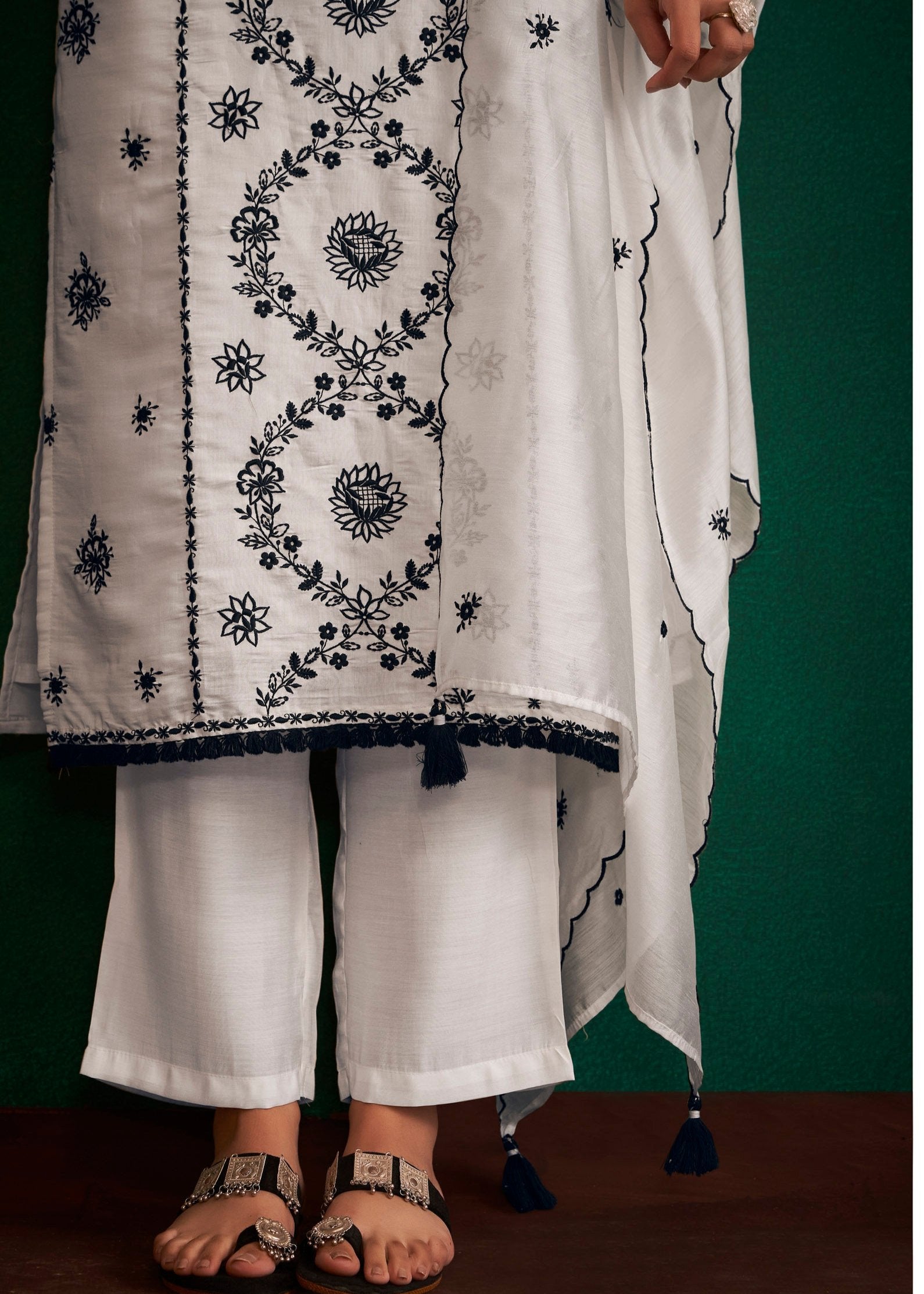 Opal Cream Chikankari Embroidered Set