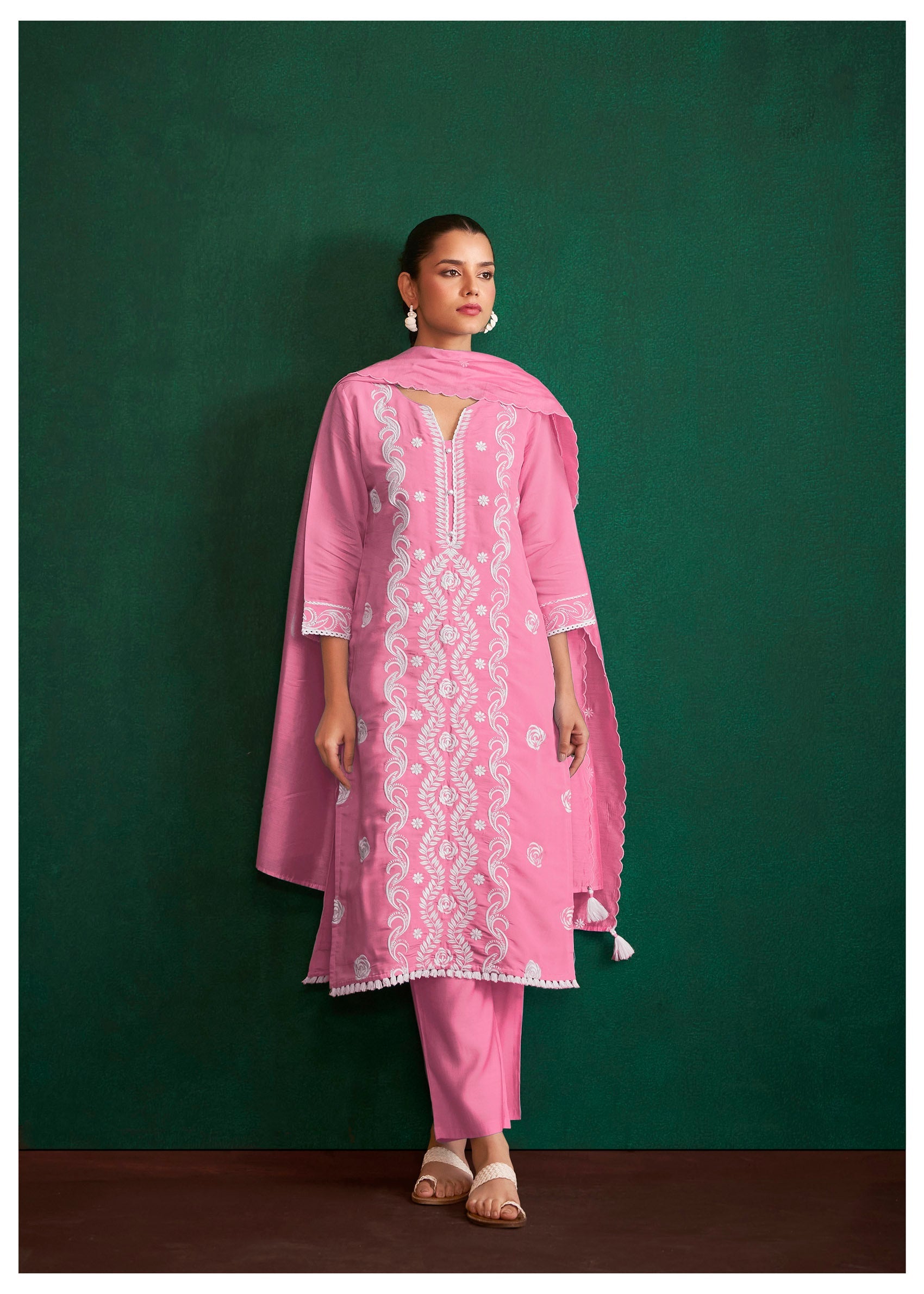Tender Blush Chikankari Chanderi Set