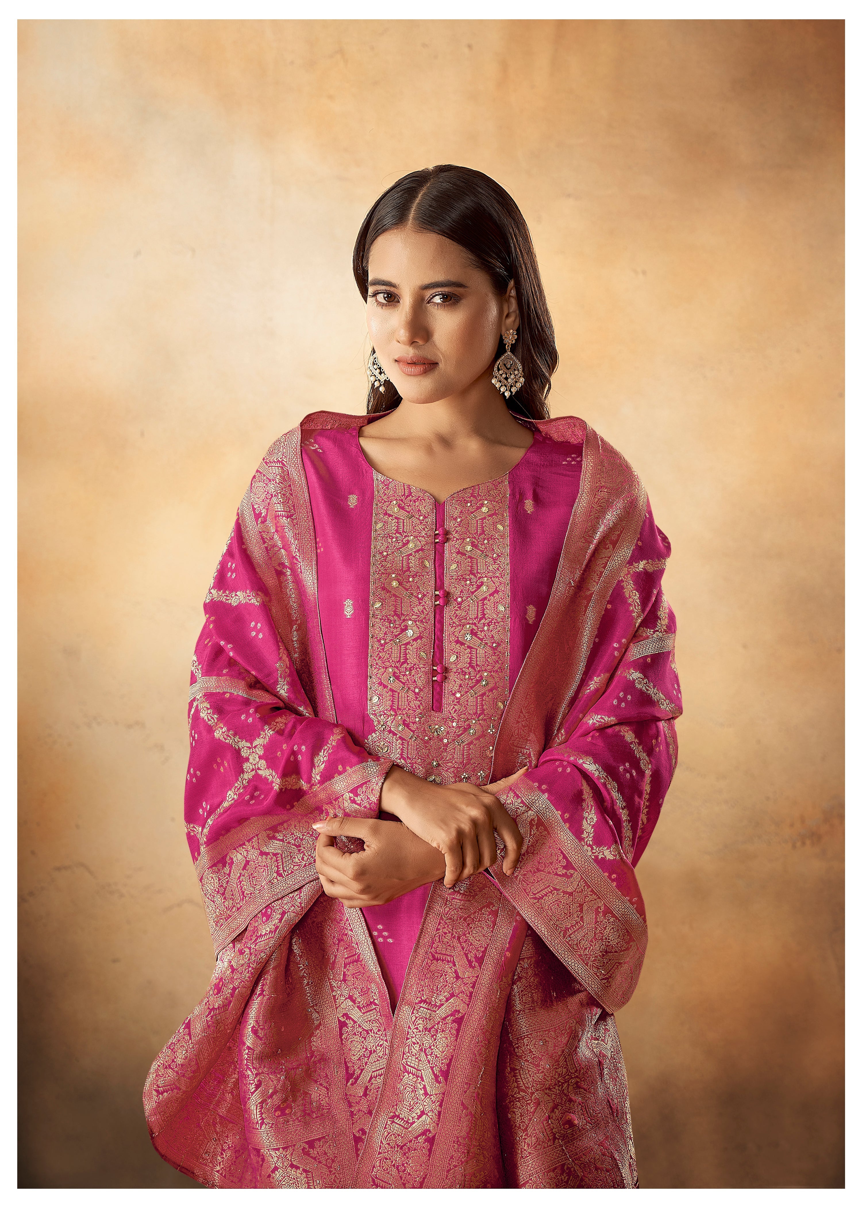 Rani Bandhani Woven Royalty Kurta Set