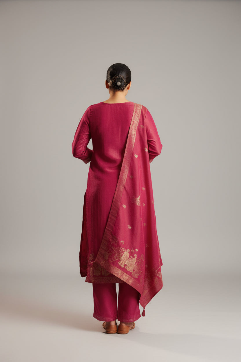 Rozenna Jacquard Embroidered Kurta Set