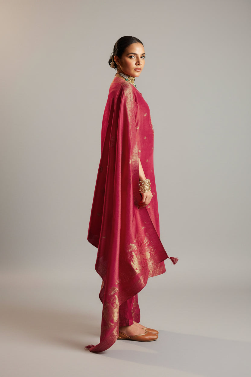Rozenna Jacquard Embroidered Kurta Set