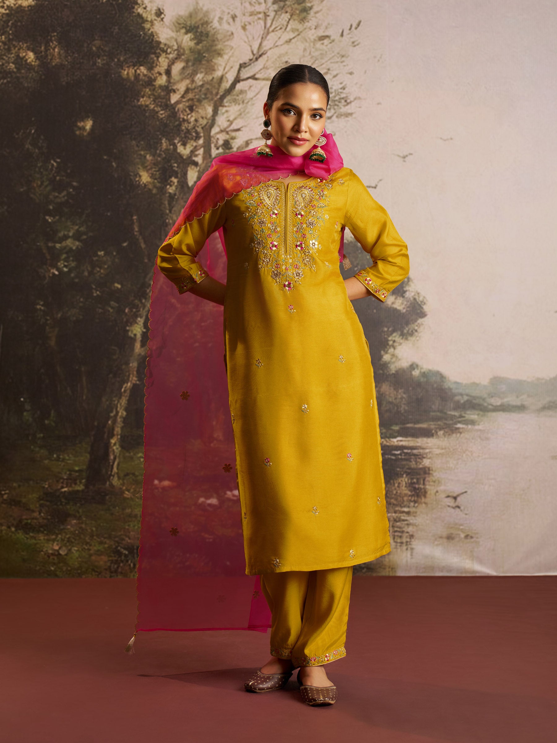 Emberly Silk Embroidery Kurta Set