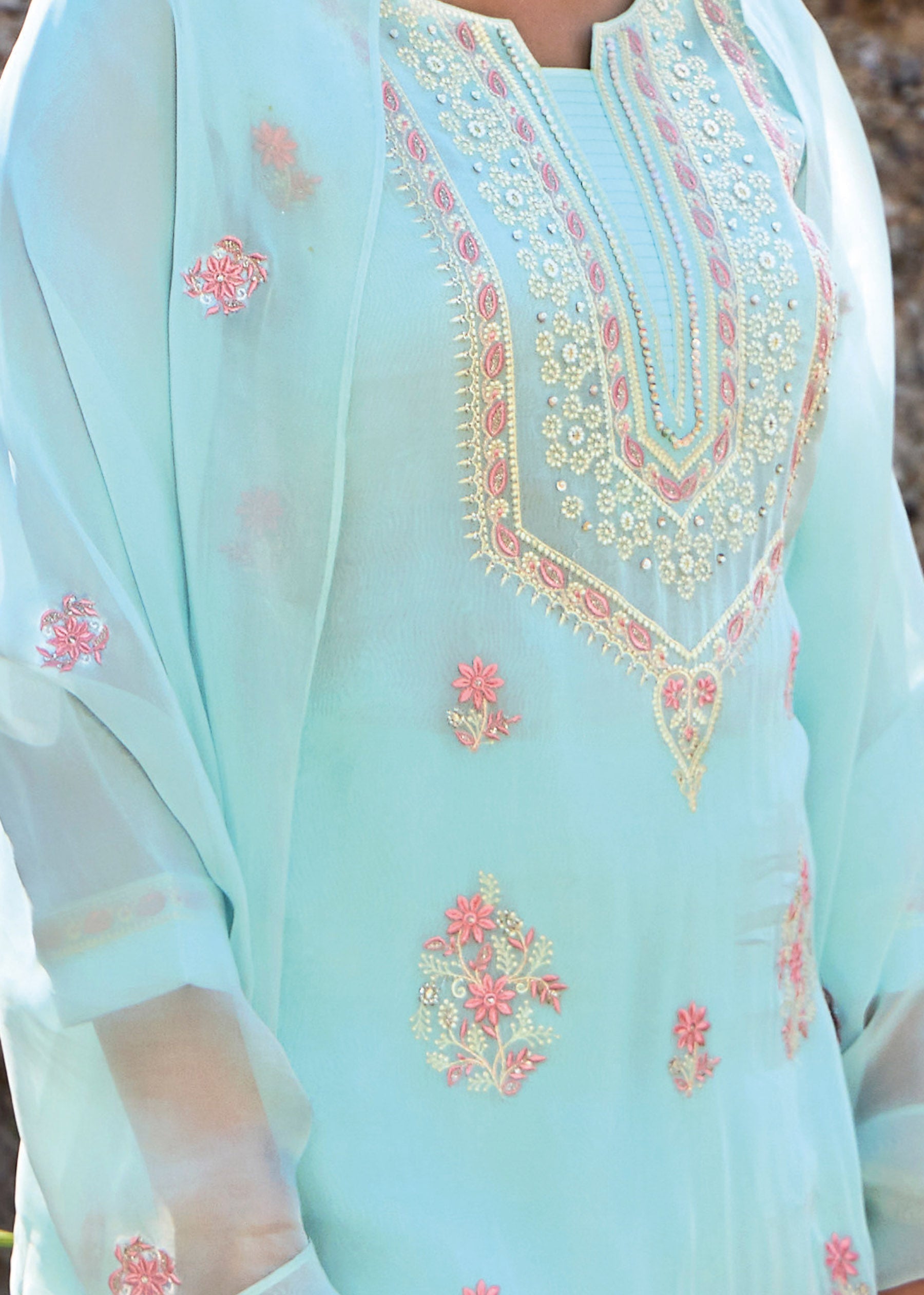 Aether Pure Organza Handcrafted Kurta Set