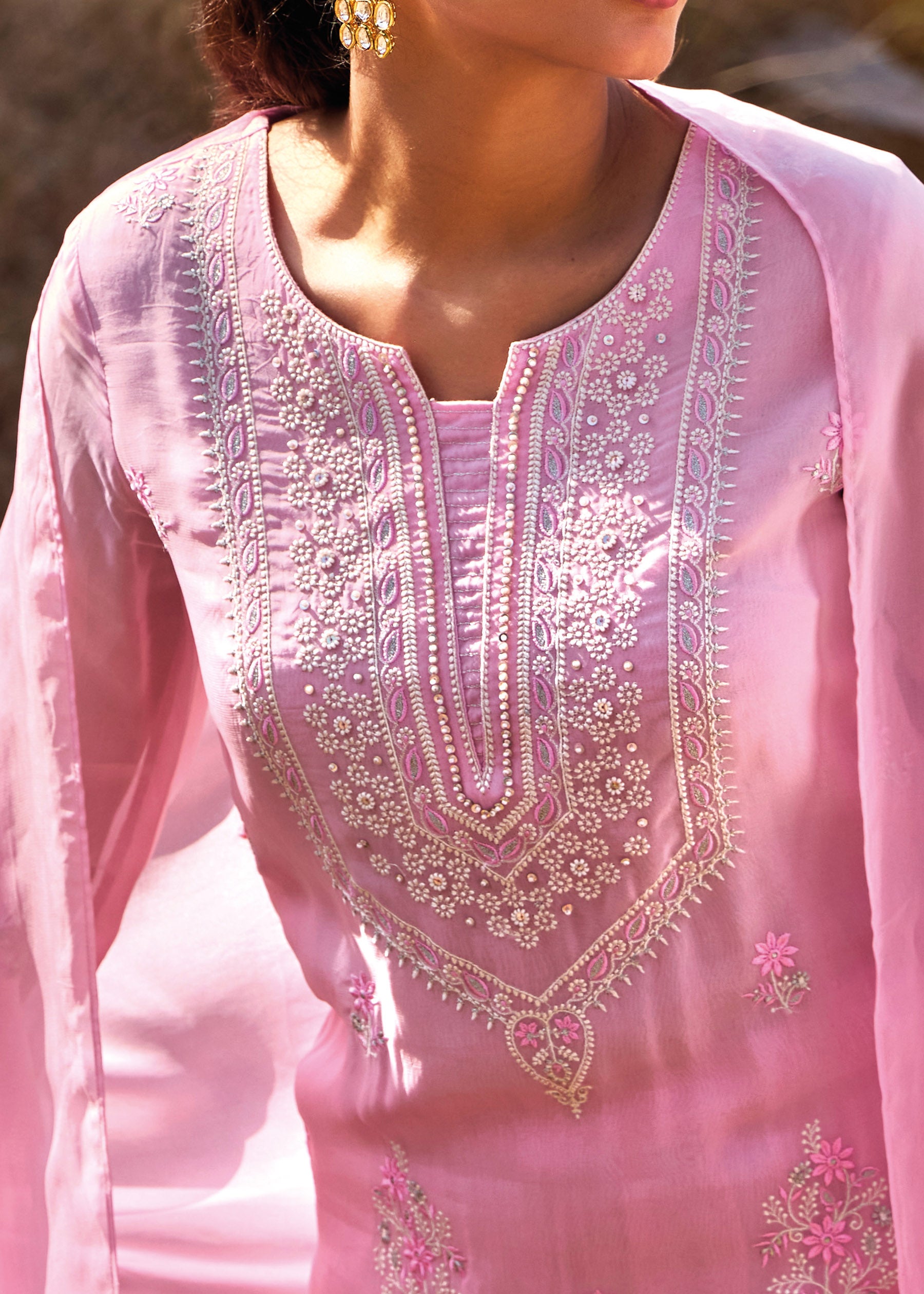 Lysandra Embroidered Pure Organza Kurta Set