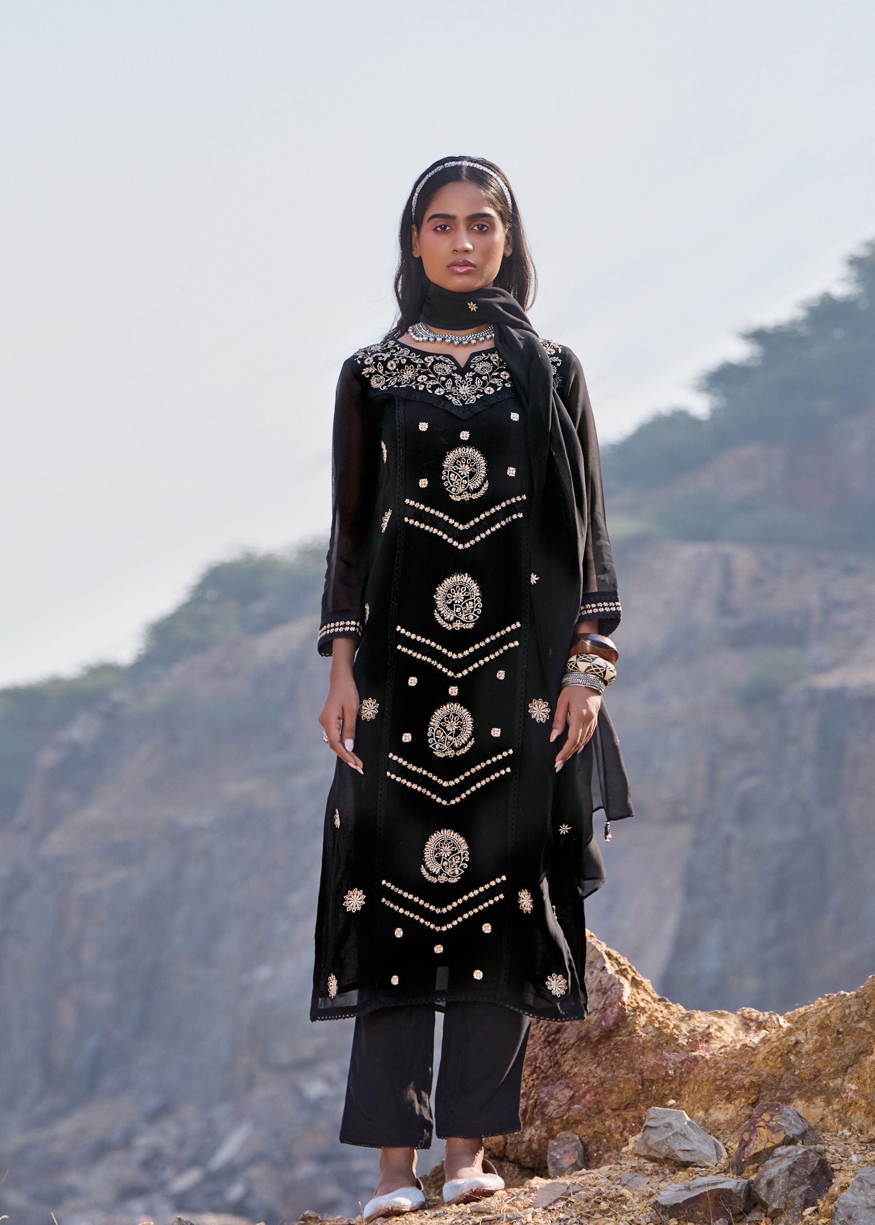 Delphine Embroidered Organza Kurta Set