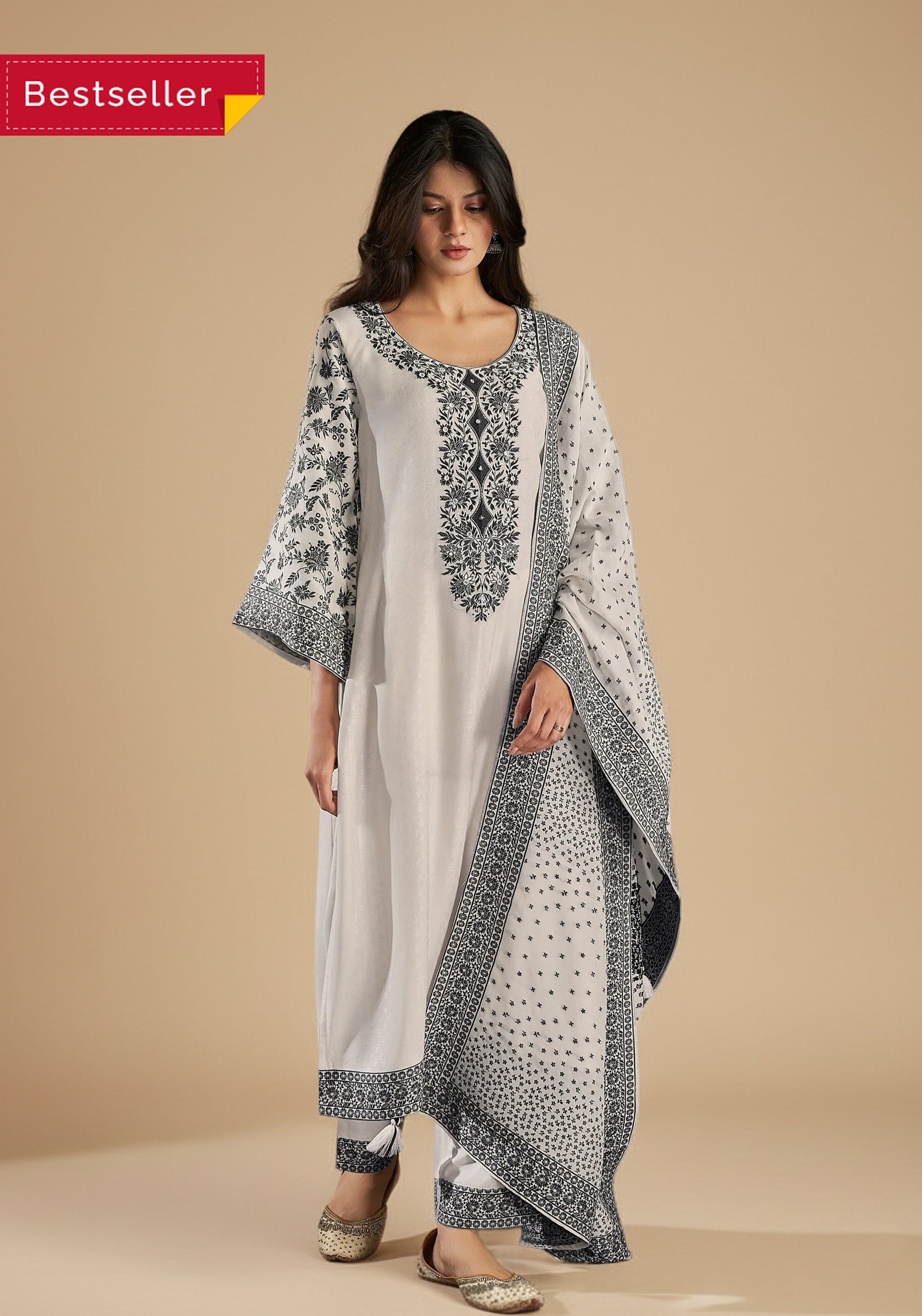 Beige Noir Silk Kurta Set