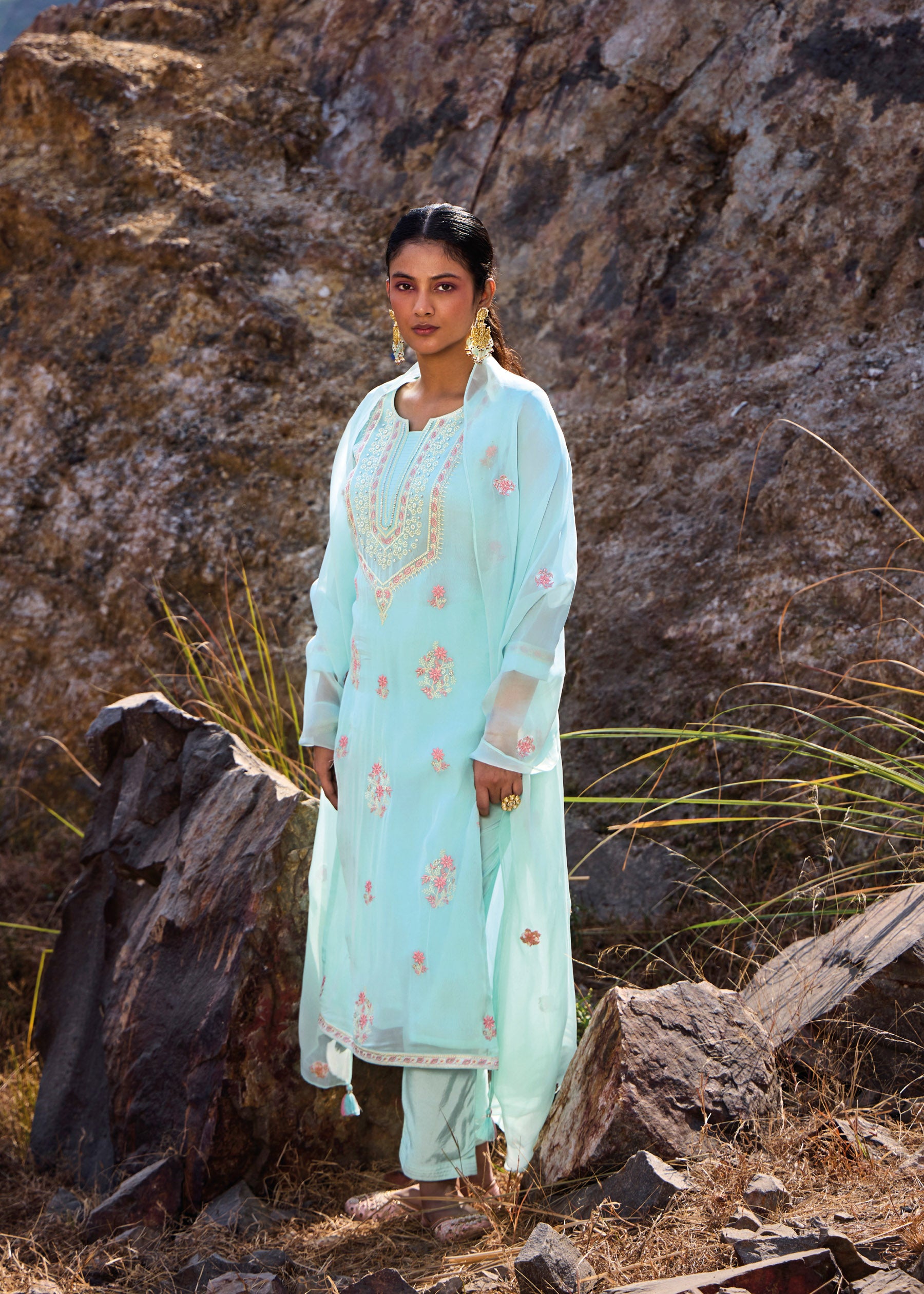 Aether Pure Organza Handcrafted Kurta Set