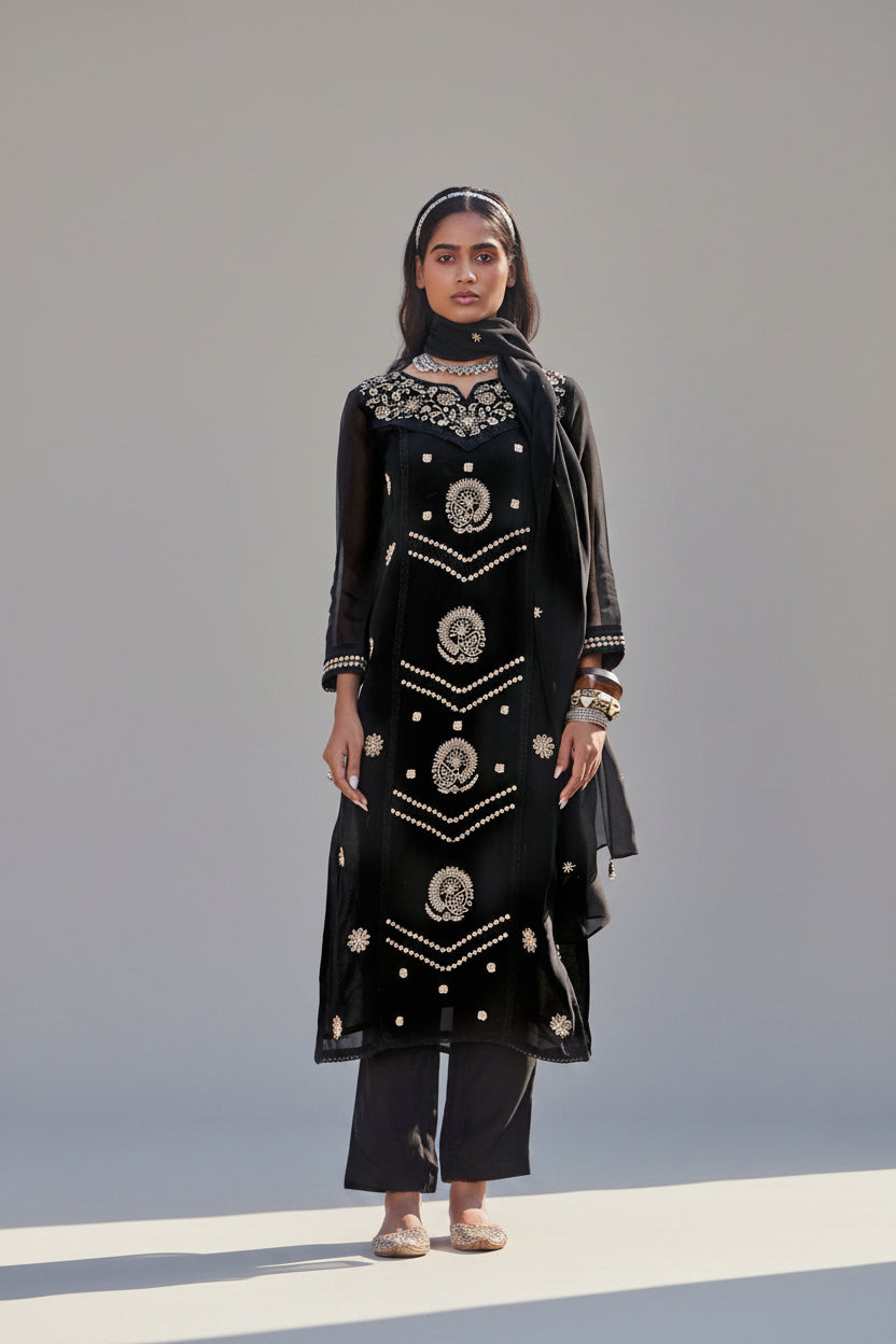 Delphine Embroidered Organza Kurta Set