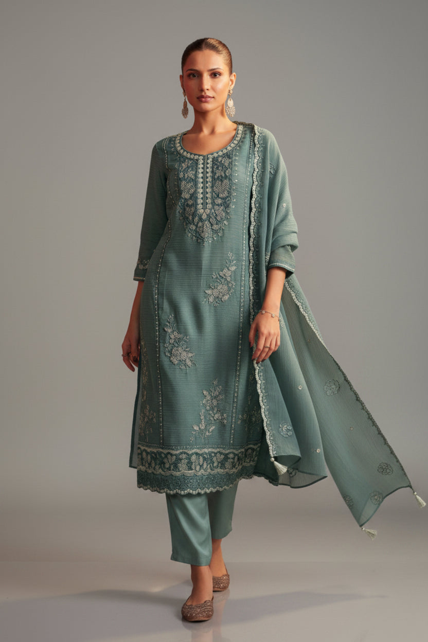 Rama Handworked Silk Festive Kurta Set