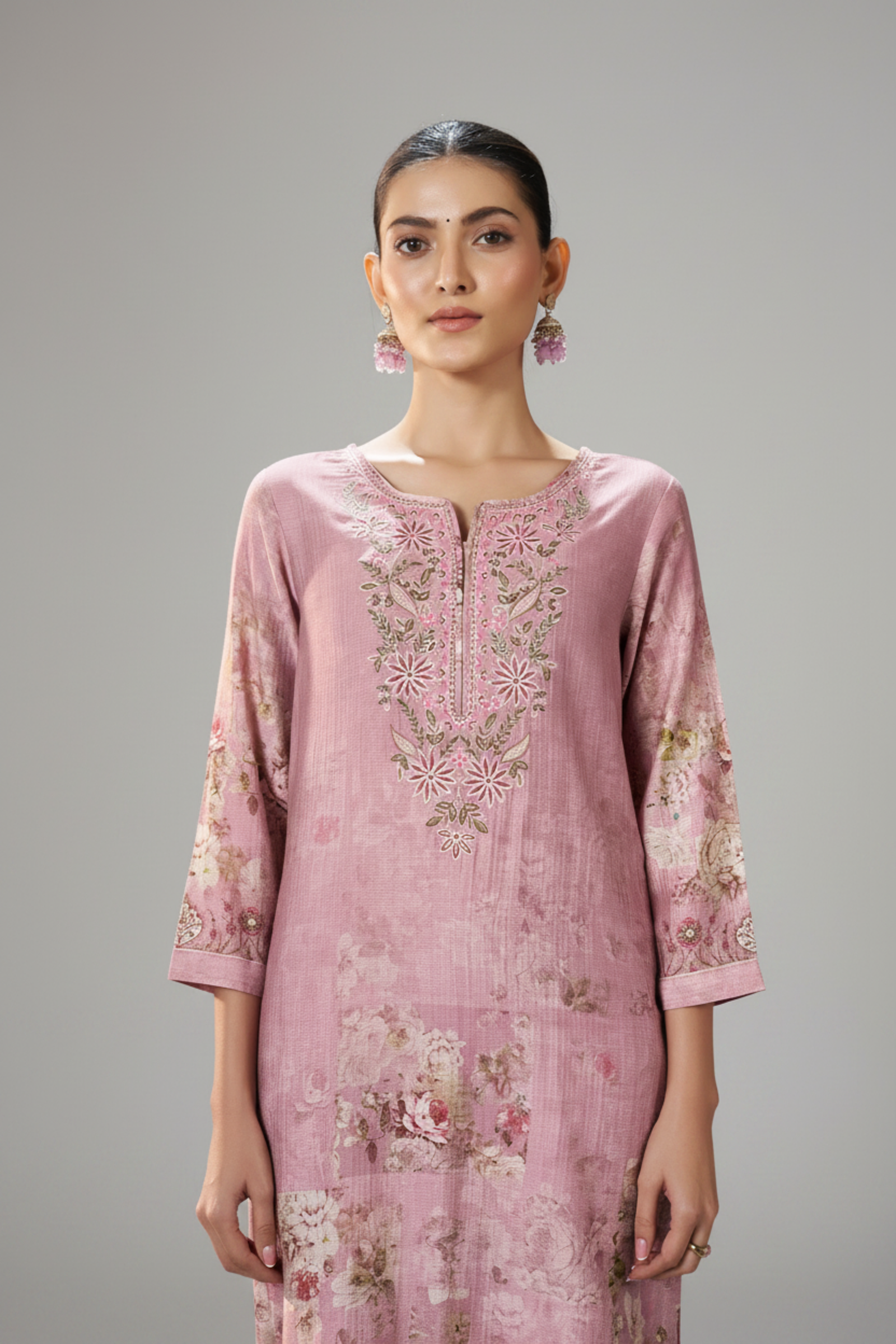 Dusty Rose Digital Printed Viscose Kurta Set