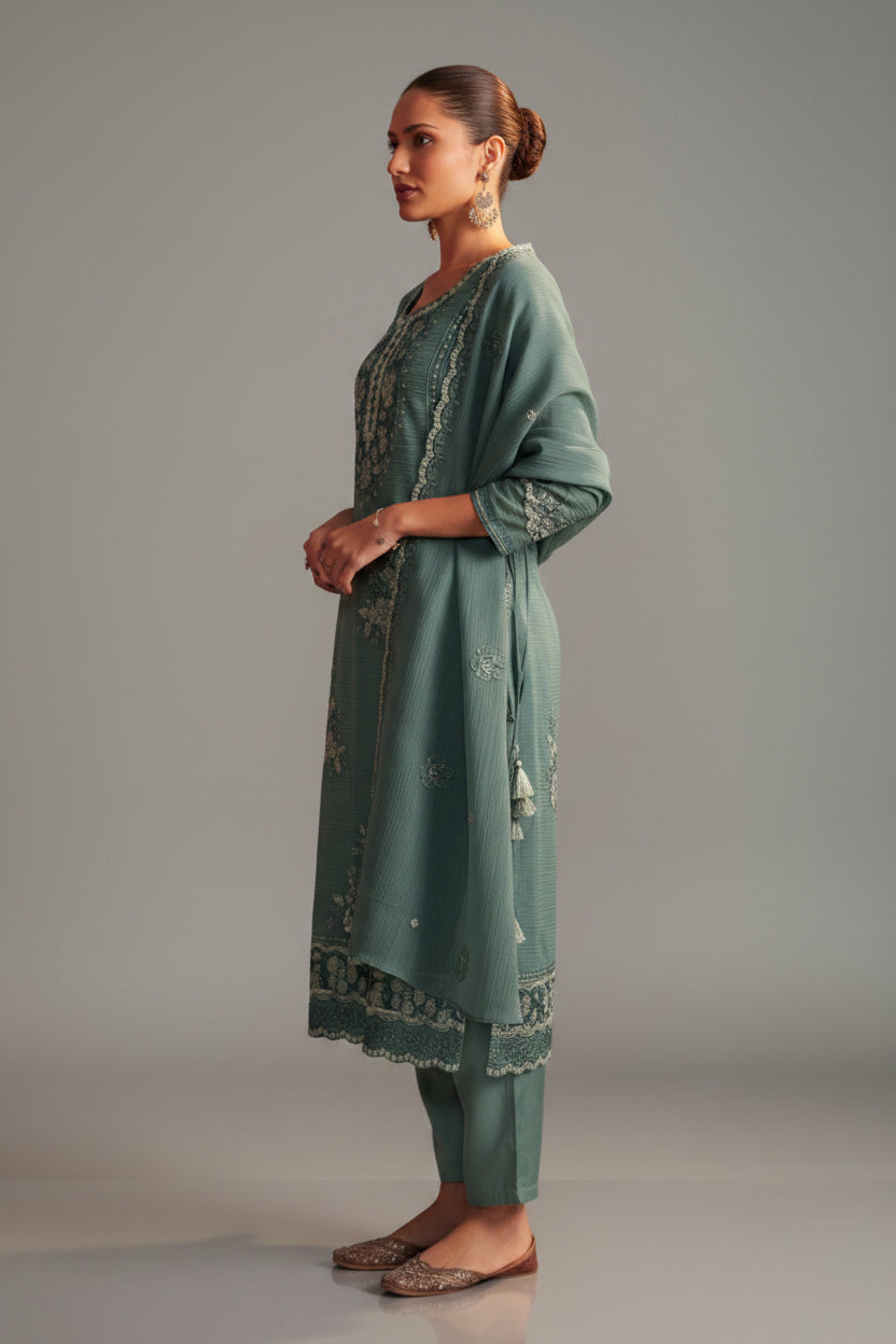 Rama Handworked Silk Festive Kurta Set