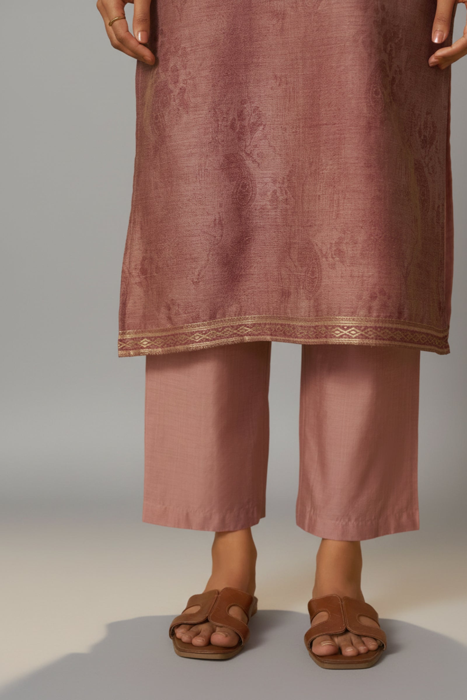 Ethereal Blush Pink Chanderi Jacquard Kurta Set