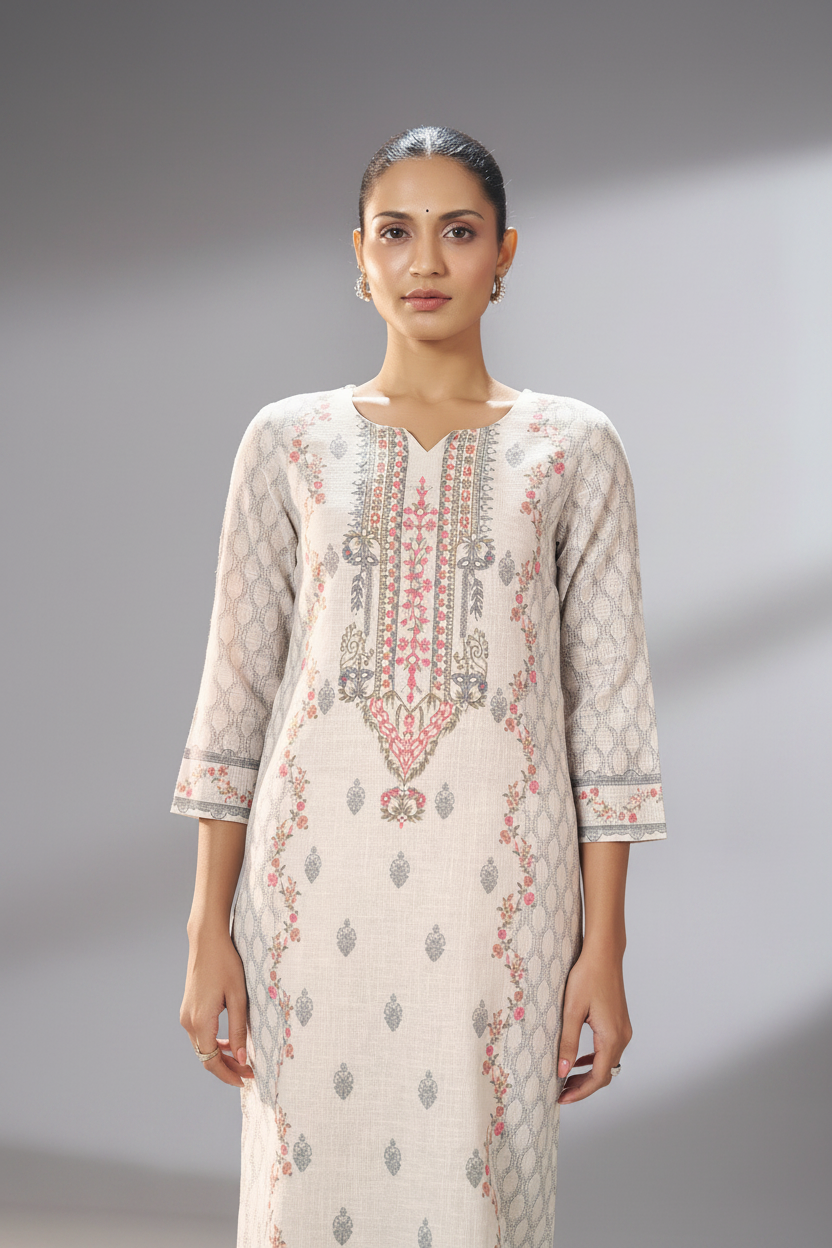 Stone Ivory Digital Printed Kurta Set