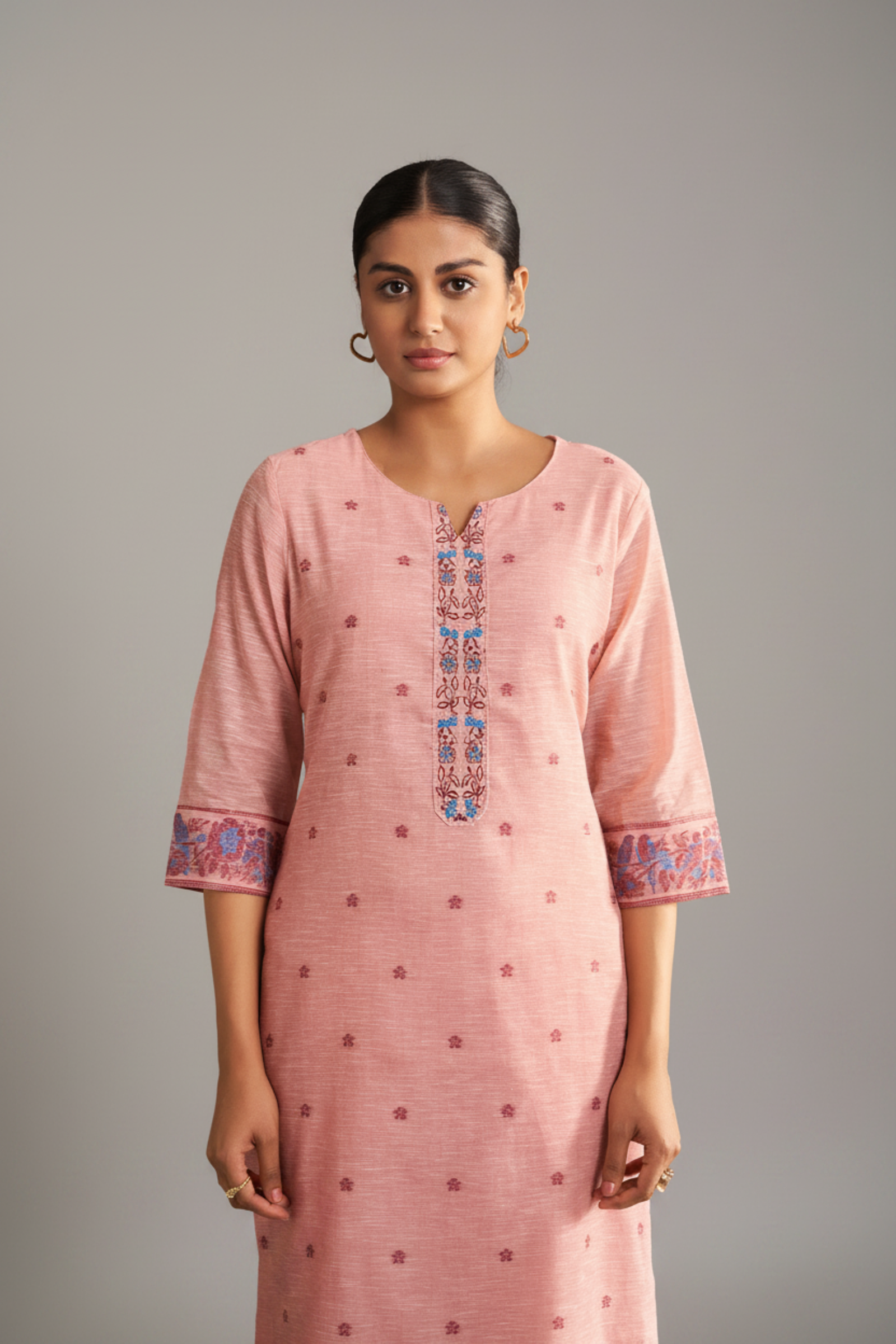 Blush Berry Linen Chanderi Jacquard Kurta Set