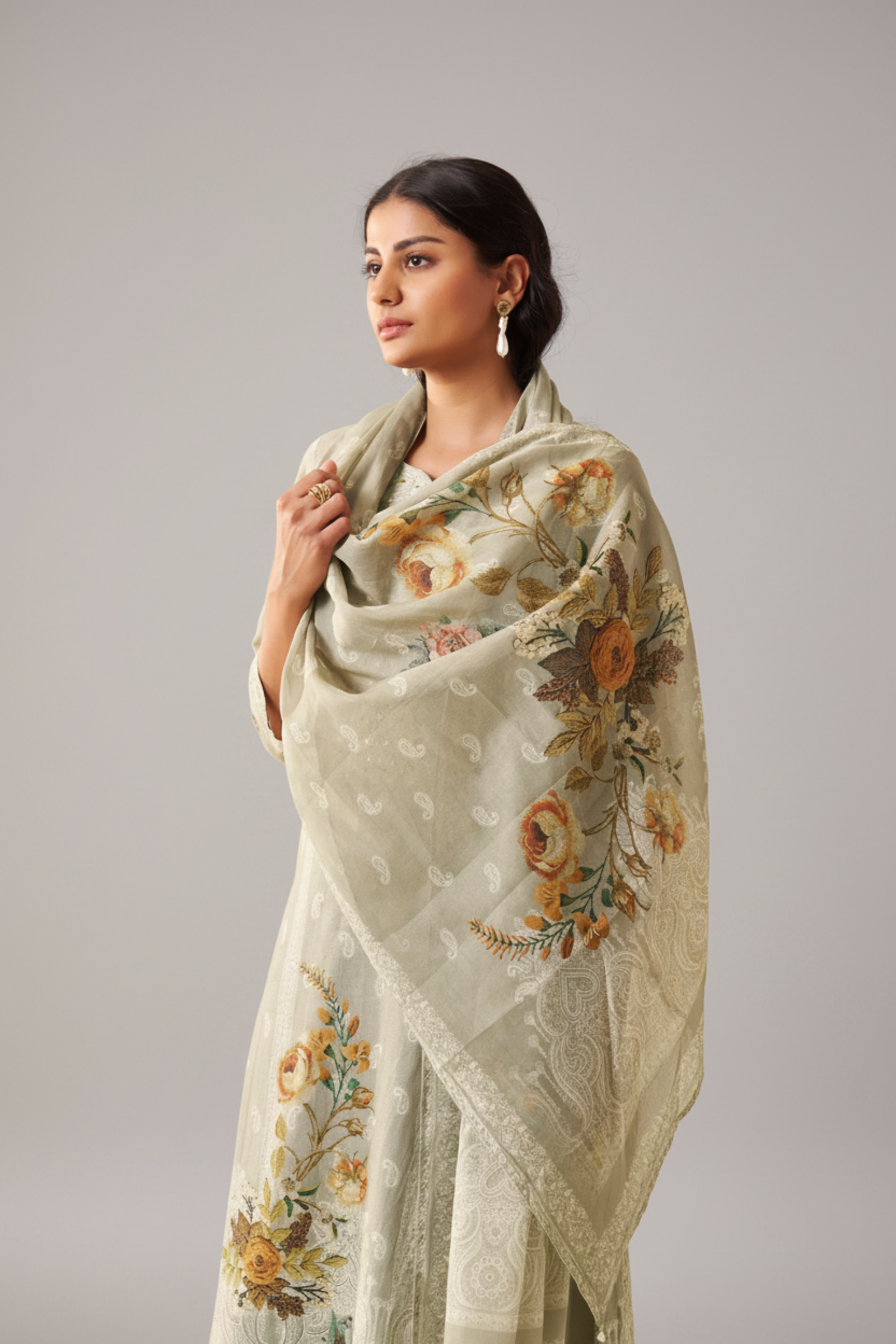 Sage Dune Cotton Linen Digital Printed Kurta Set