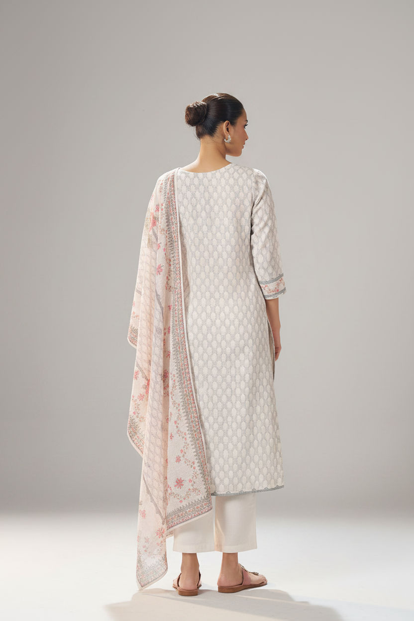 Stone Ivory Digital Printed Kurta Set
