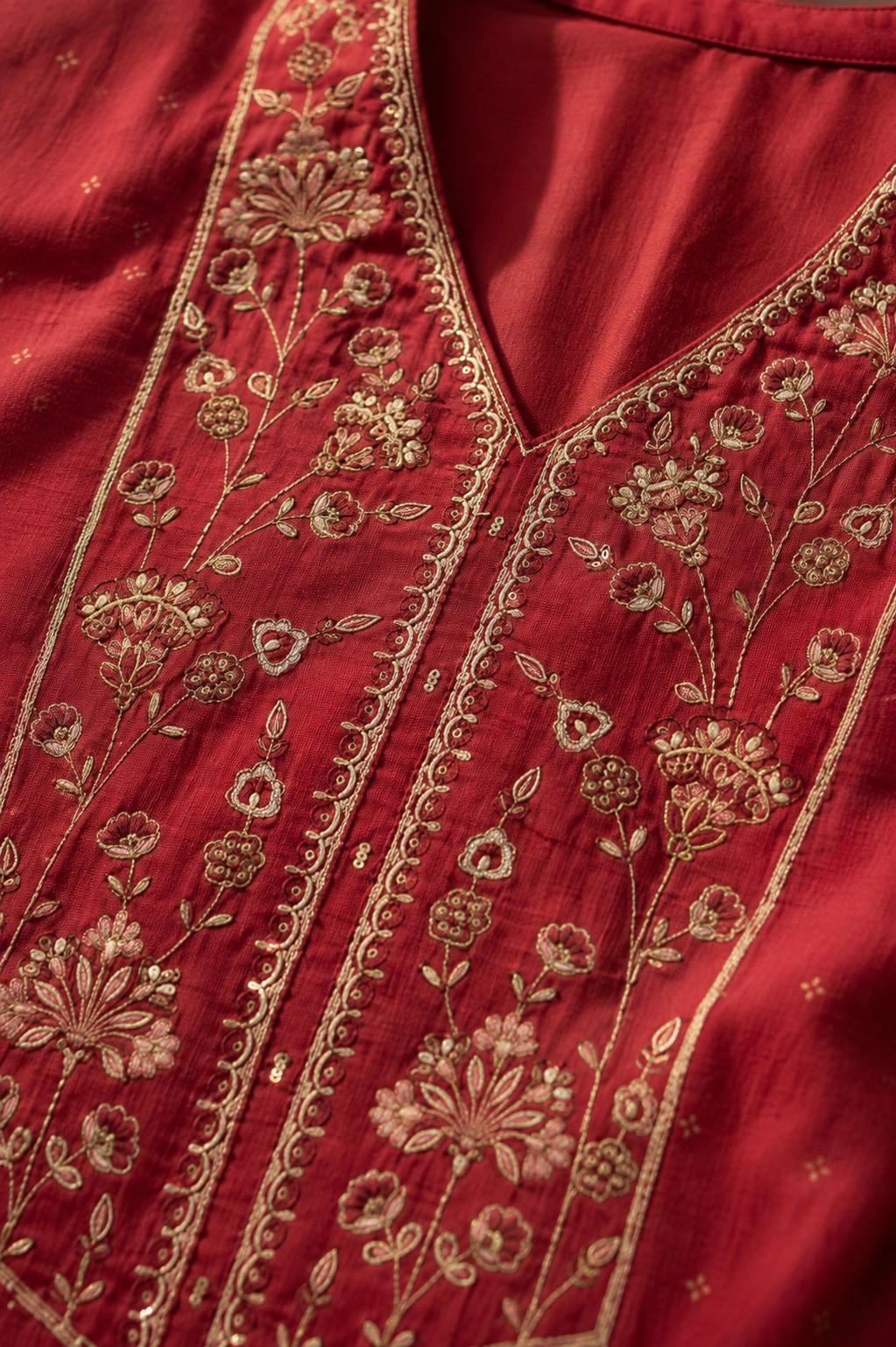 Raspberry Pink Mul Chanderi Embroidery Anarkali Kurta Set