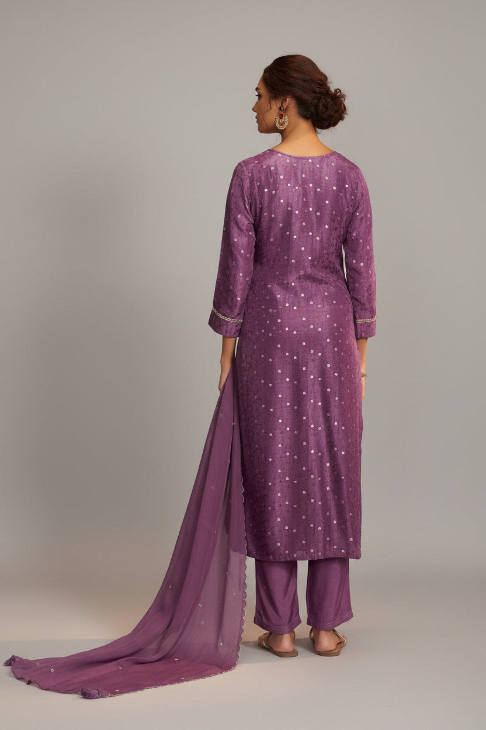 Mirror Embroidery Kurta Set – Purple