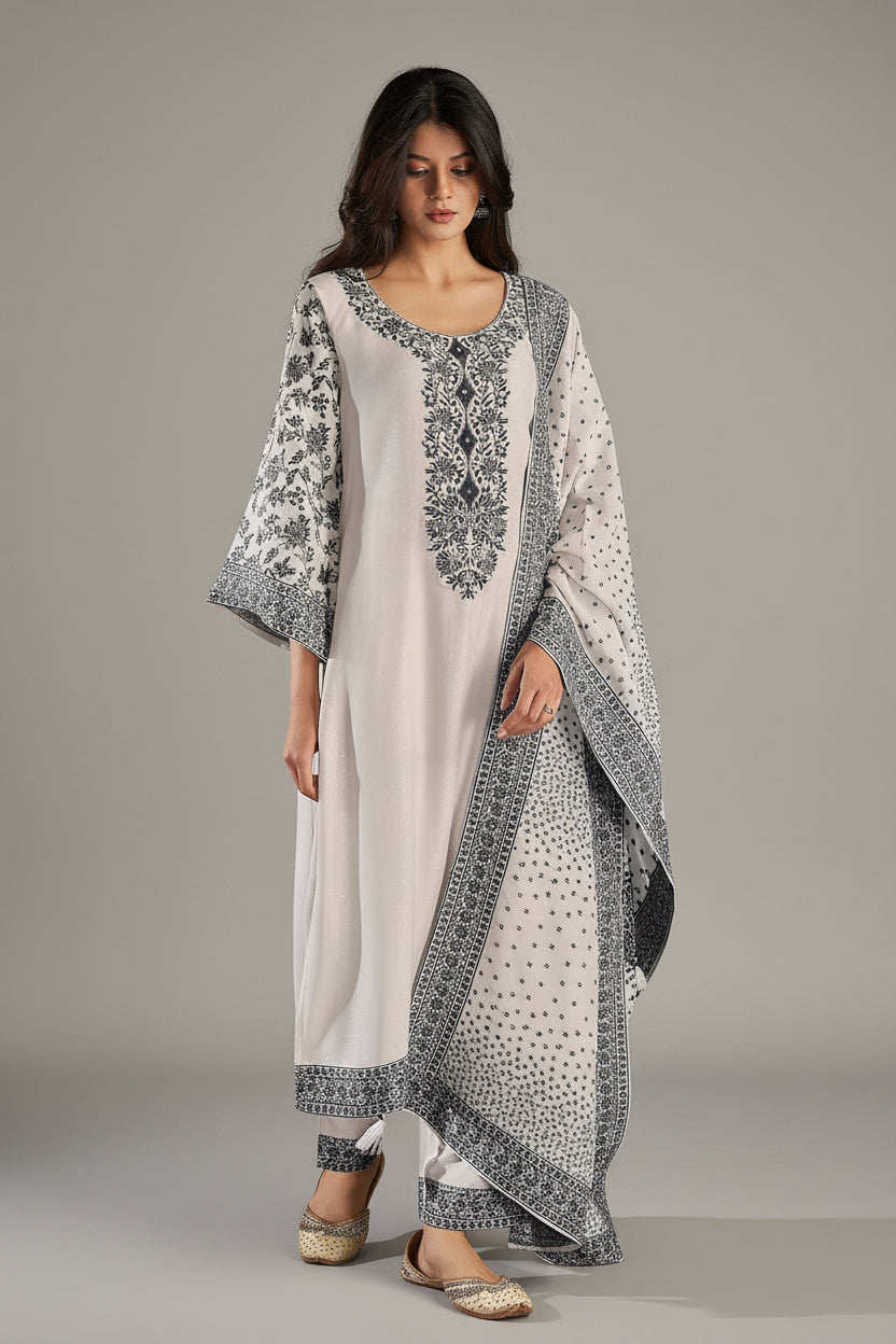 Beige Noir Silk Kurta Set