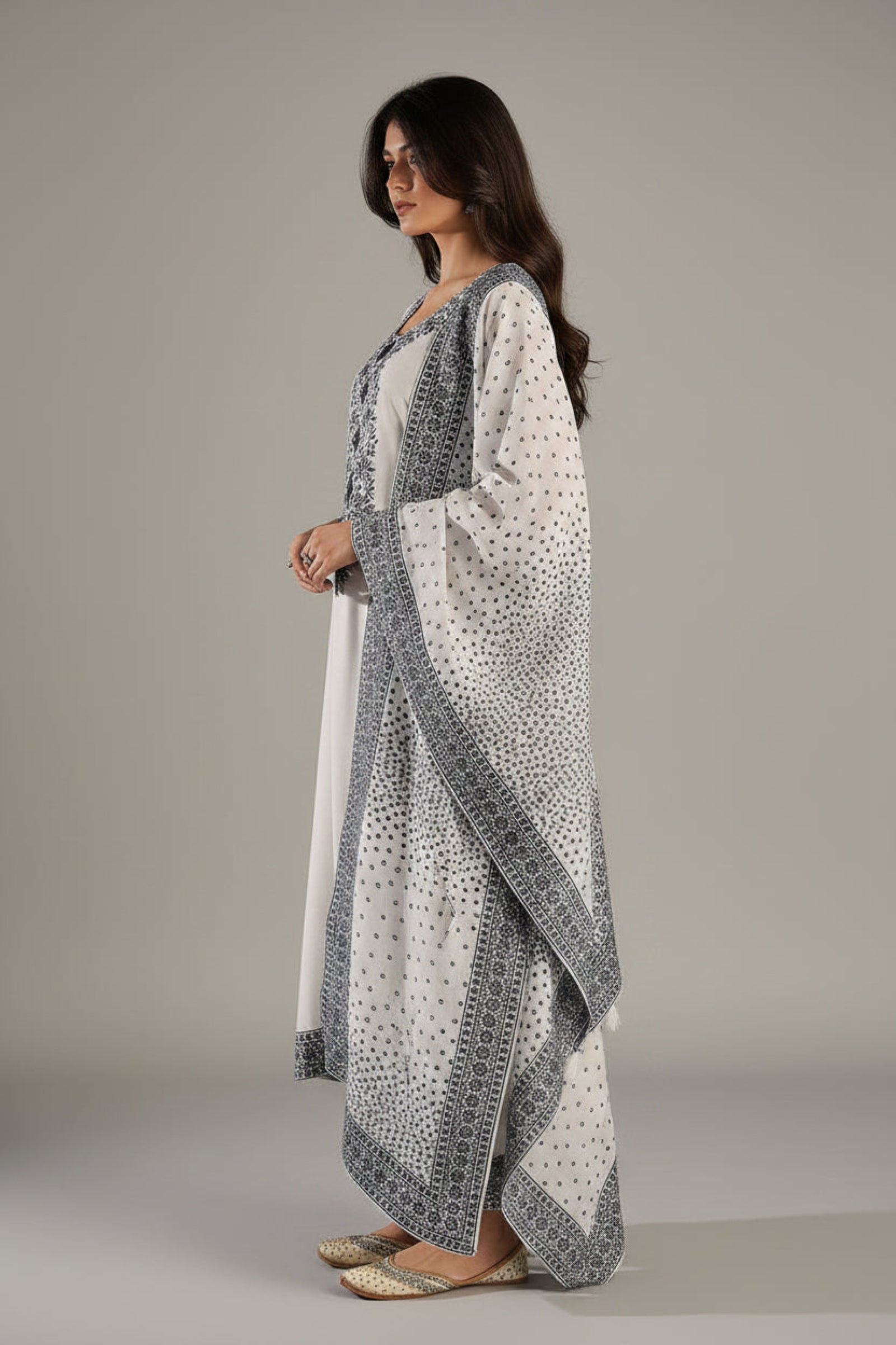 Beige Noir Silk Kurta Set