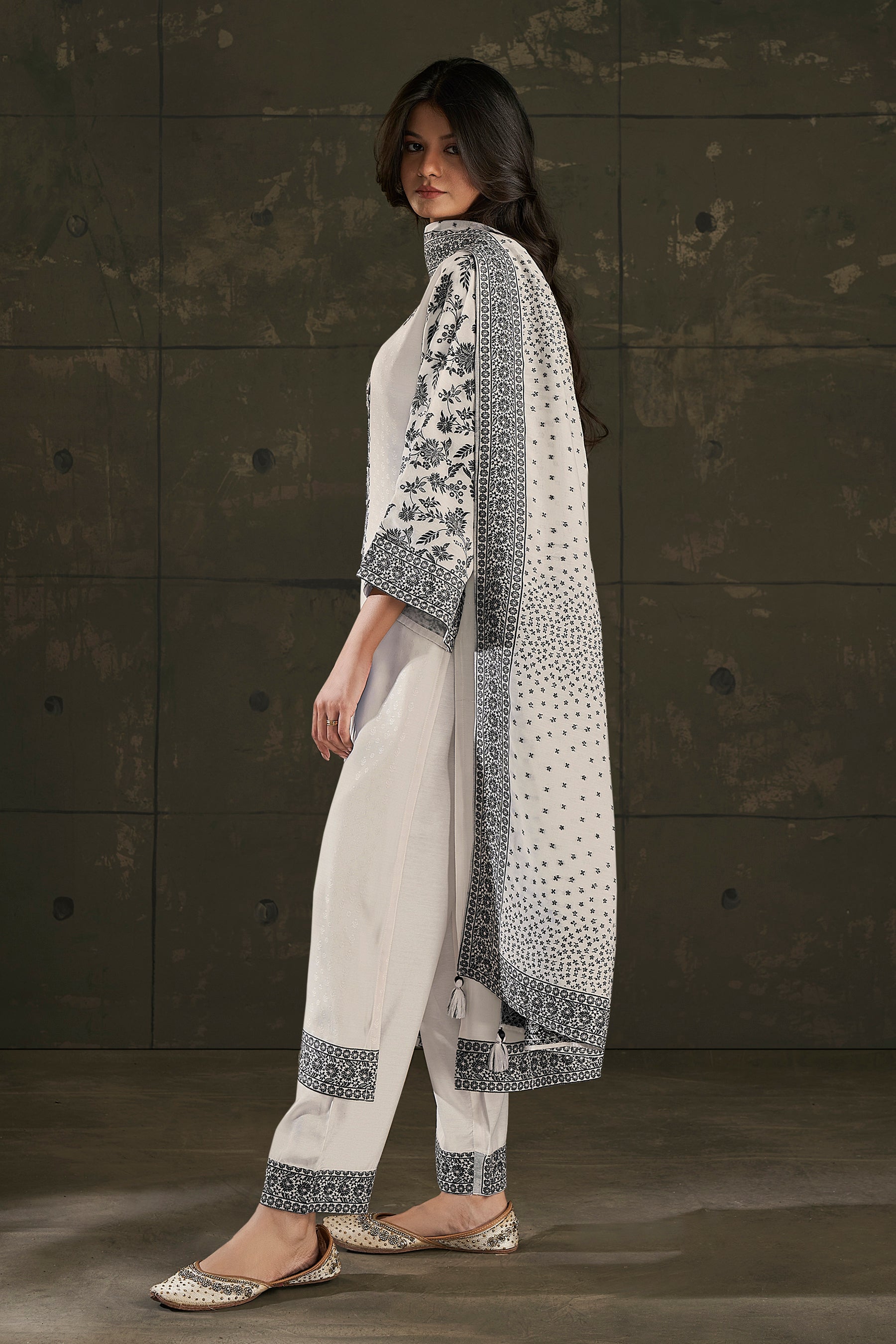 Beige Noir Silk Kurta Set