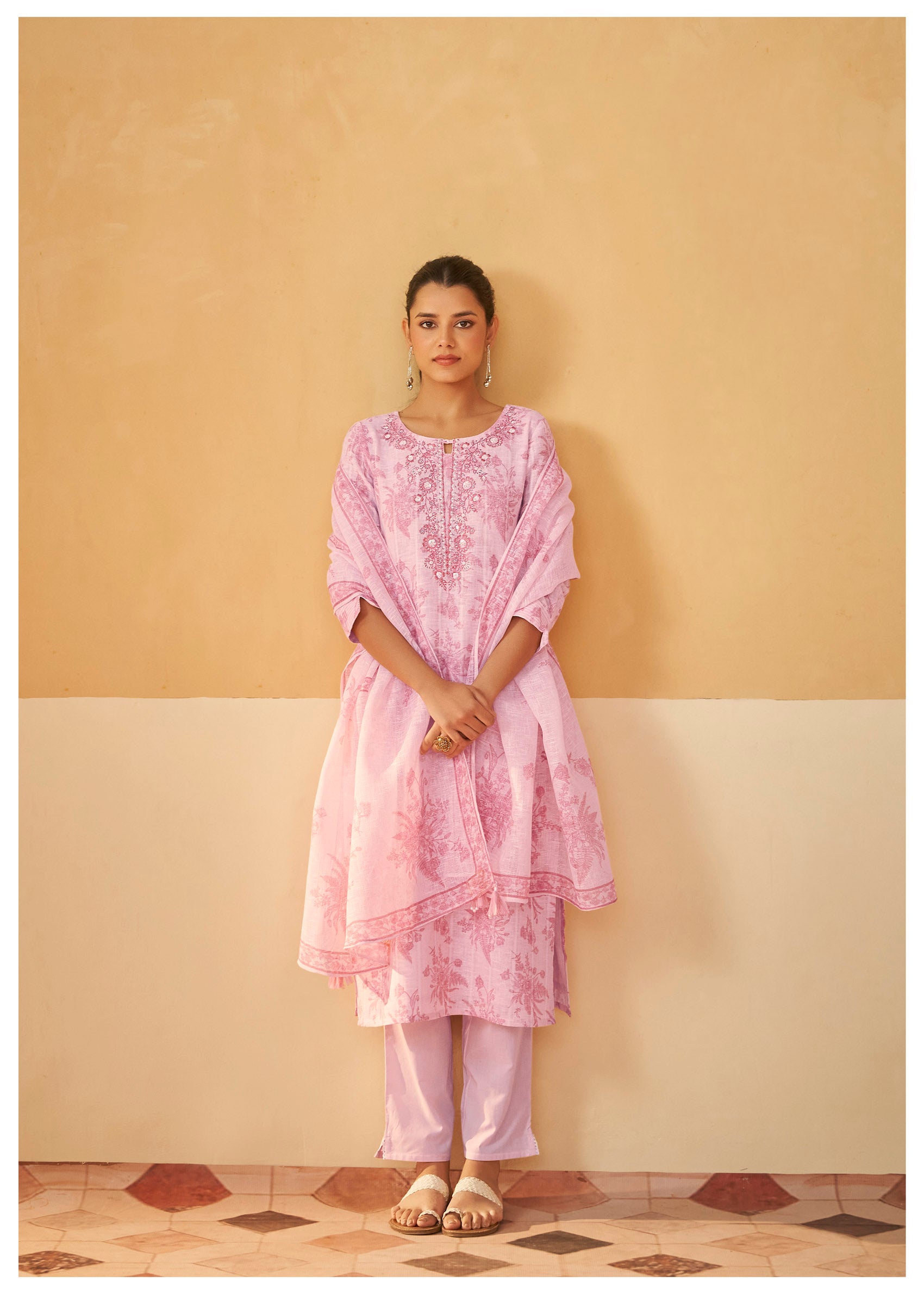 Soft Pink Linen Cotton Ensemble