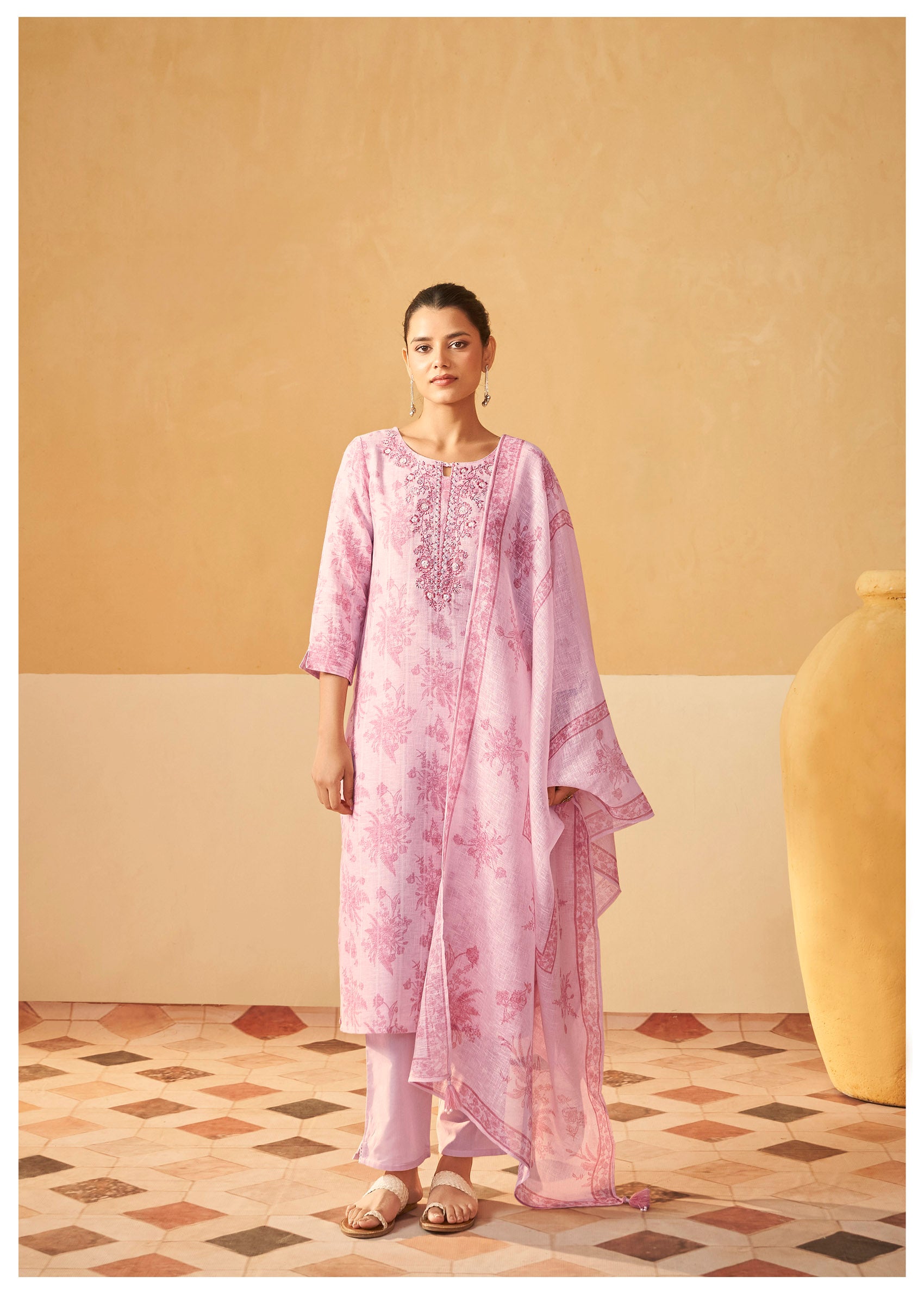 Soft Pink Linen Cotton Ensemble