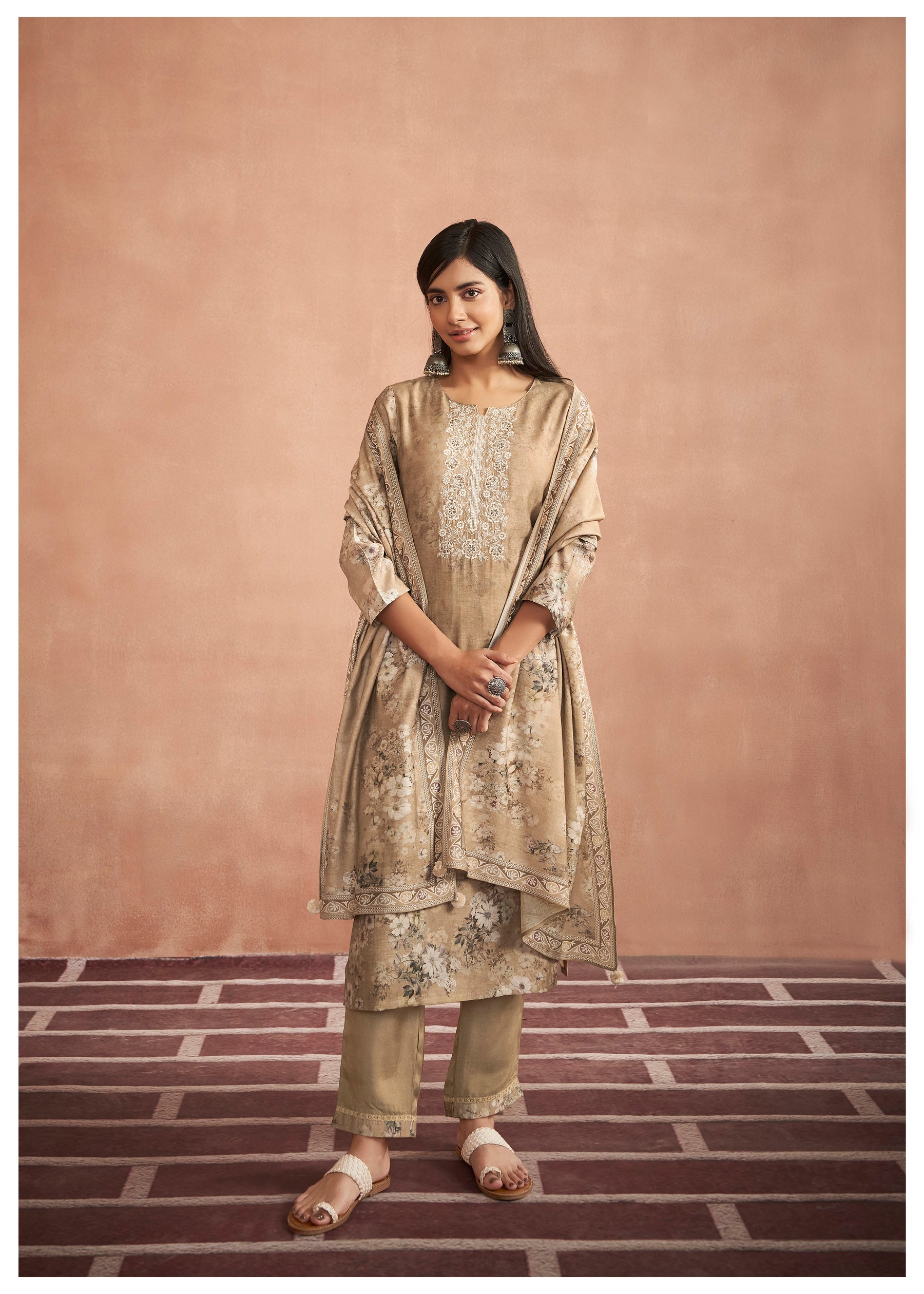 Regal Mustard Jacquard Kurta Set